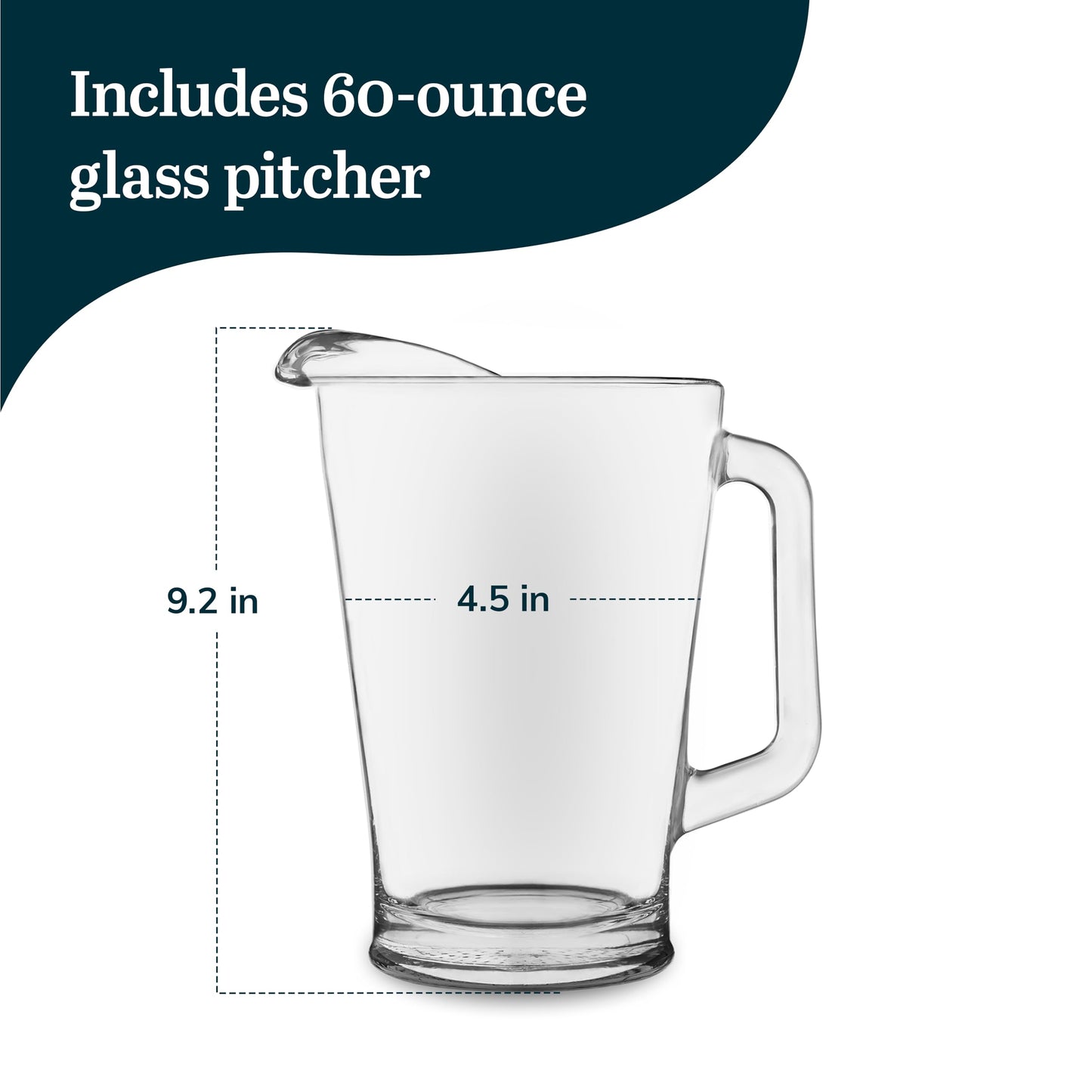 Libbey Acapulco Large Glass Pitcher Set of 2, 89 Oz, Clear, Tall Bubble Glass Pitchers with Handle, Modern Pitcher Set for Iced Tea, Punch, and More