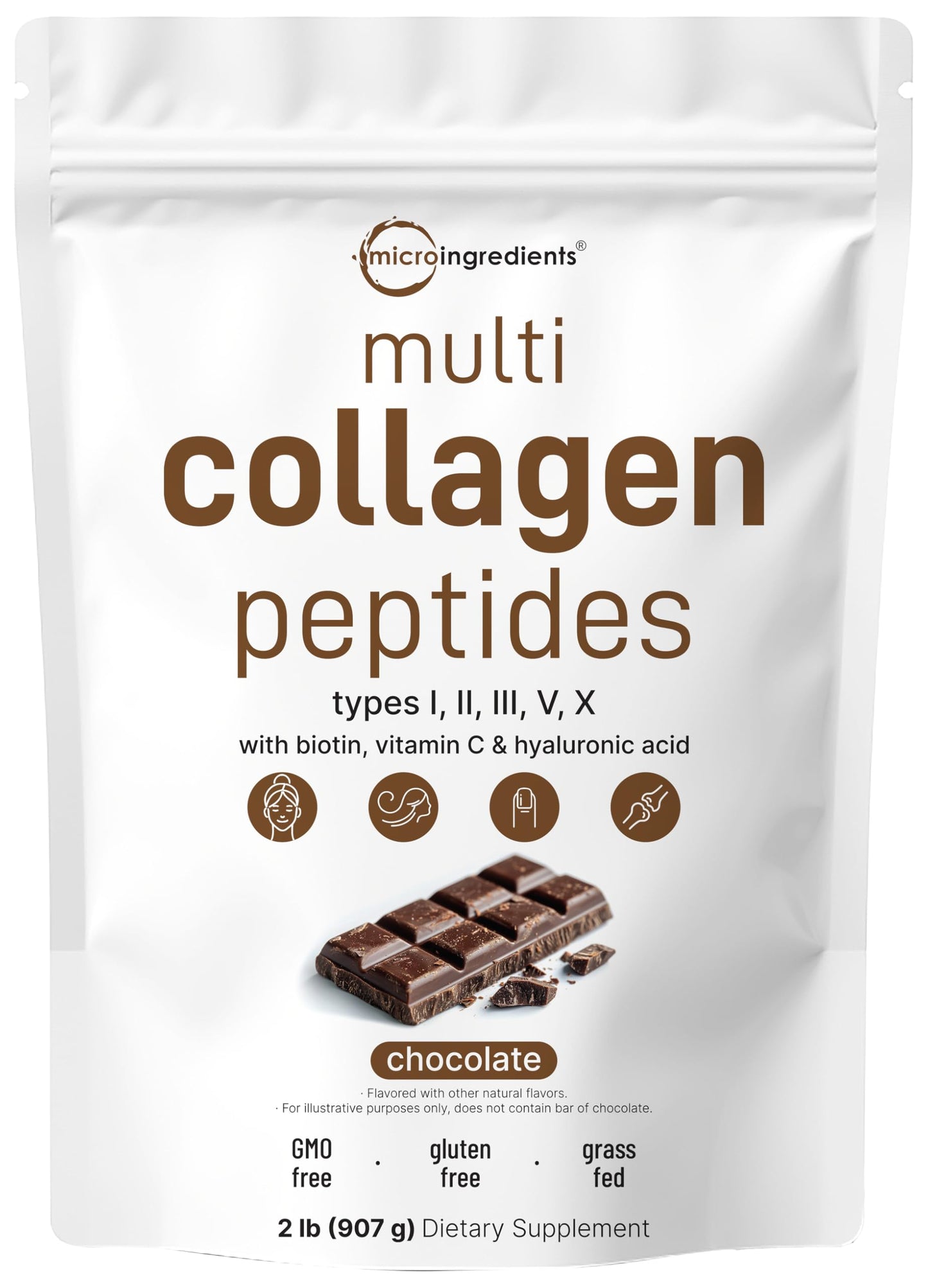 Multi Collagen Protein Powder, 2lbs – Hydrolyzed Collagen Peptides | Type I,II,III,V,X with Biotin 10000mcg, Hyaluronic Acid, Vitamin C – Unflavored – Keto & Paleo Friendly, Easy Dissolve, Non-GMO