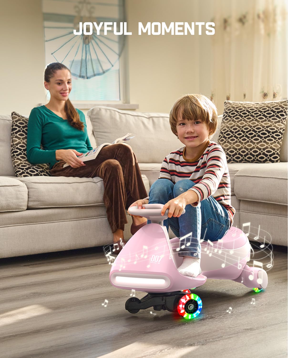 12V N7 Pro Electric Wiggle Car – Pedal-Powered Fun for Kids, Lights & Bluetooth Ride-On (by Fanttik)
