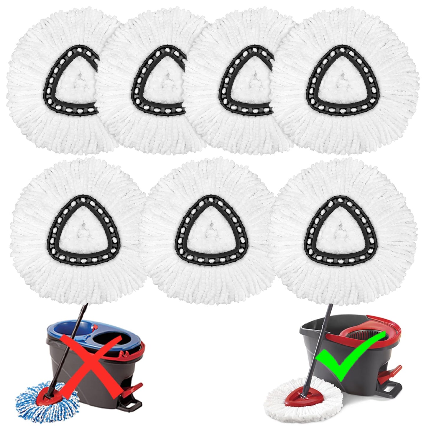 Mop Heads Replacement for O-Ceda Easy Wrin Spin Mop, Microfiber Spin Mop Refills, Easy Cleaning Mop Head Replacement (4pcs 1-Tank Mop White)