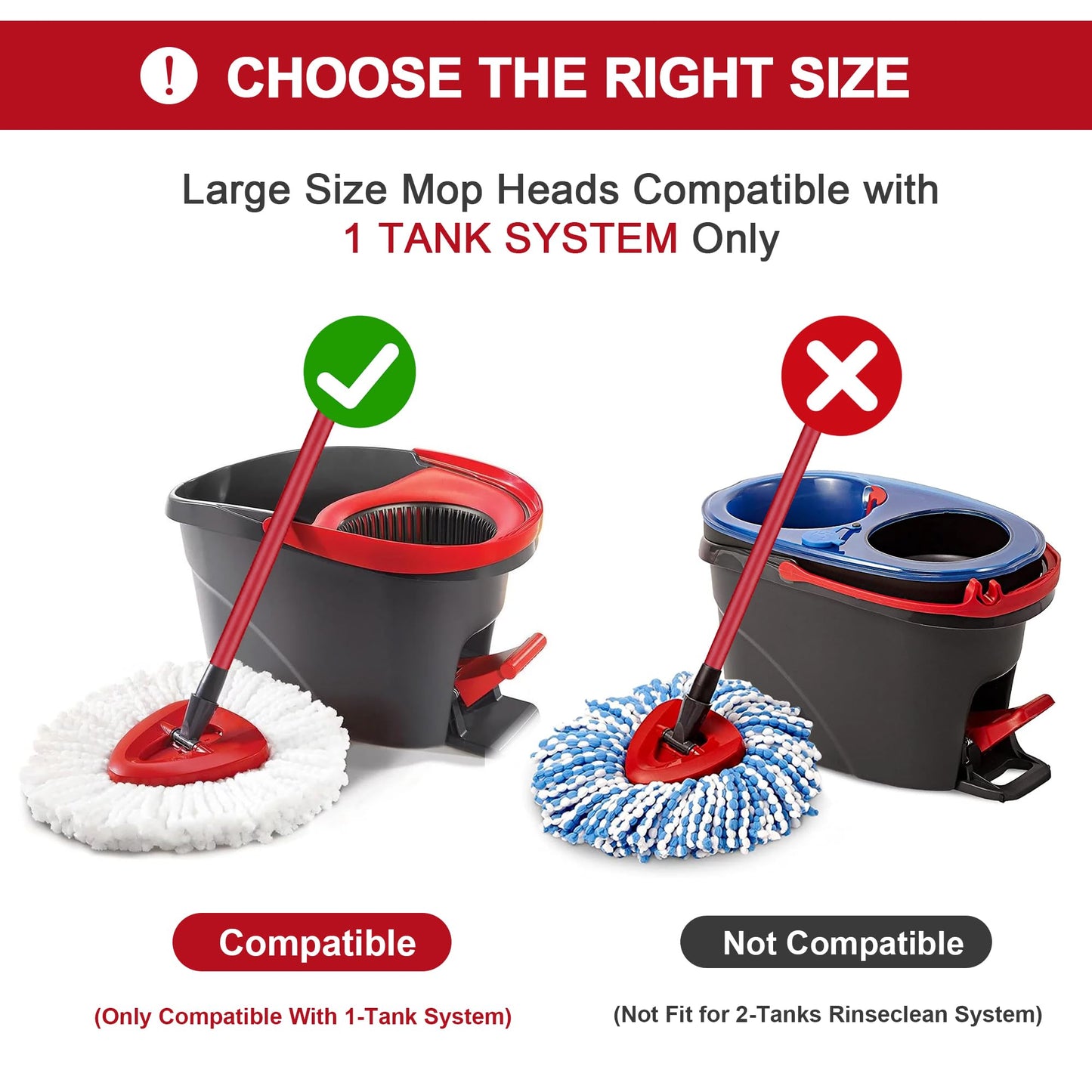 Mop Heads Replacement for O-Ceda Easy Wrin Spin Mop, Microfiber Spin Mop Refills, Easy Cleaning Mop Head Replacement (4pcs 1-Tank Mop White)
