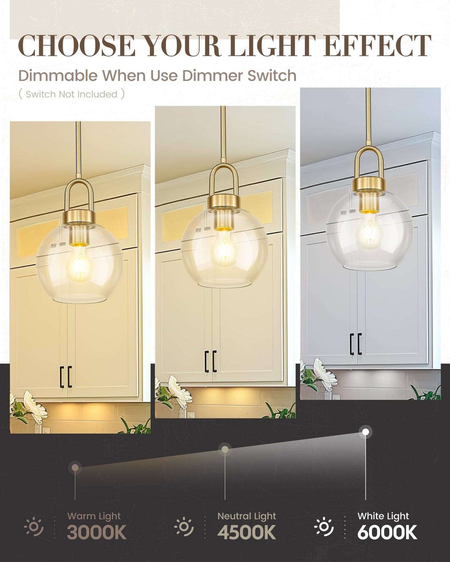TENGXIN 7-Zoll-Pendelleuchte für Kücheninsel – gebürstetes Gold-Finish mit Milchglasschirm, eleganter Bauernhausstil, perfekt für Esszimmer oder Schlafzimmer, TXPLBG15-MG