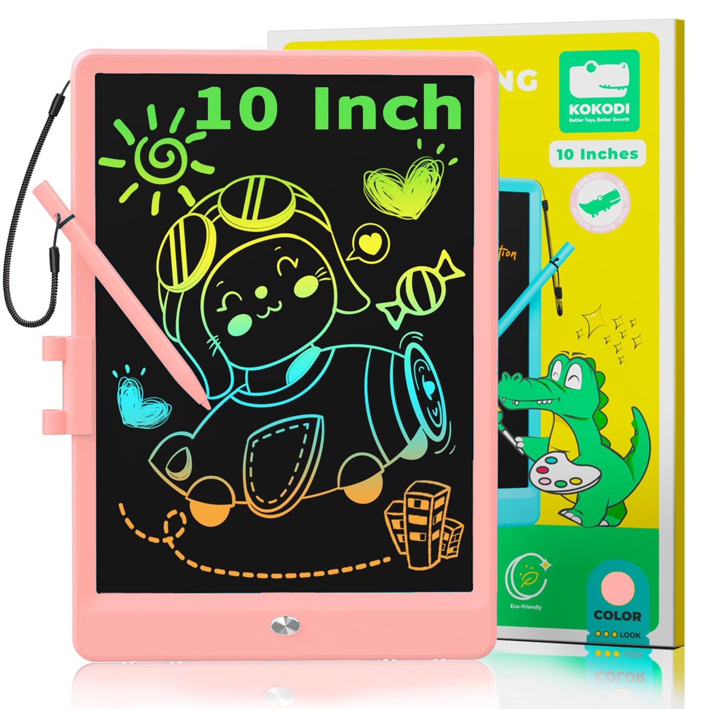 KOKODI LCD Writing Tablet, Valentines Day Gifts for Kids,10 Inch Colorful Toddler Doodle Board Drawing Tablet, Erasable Reusable Electronic Drawing Pads, Educational and Learning Toys for Kids