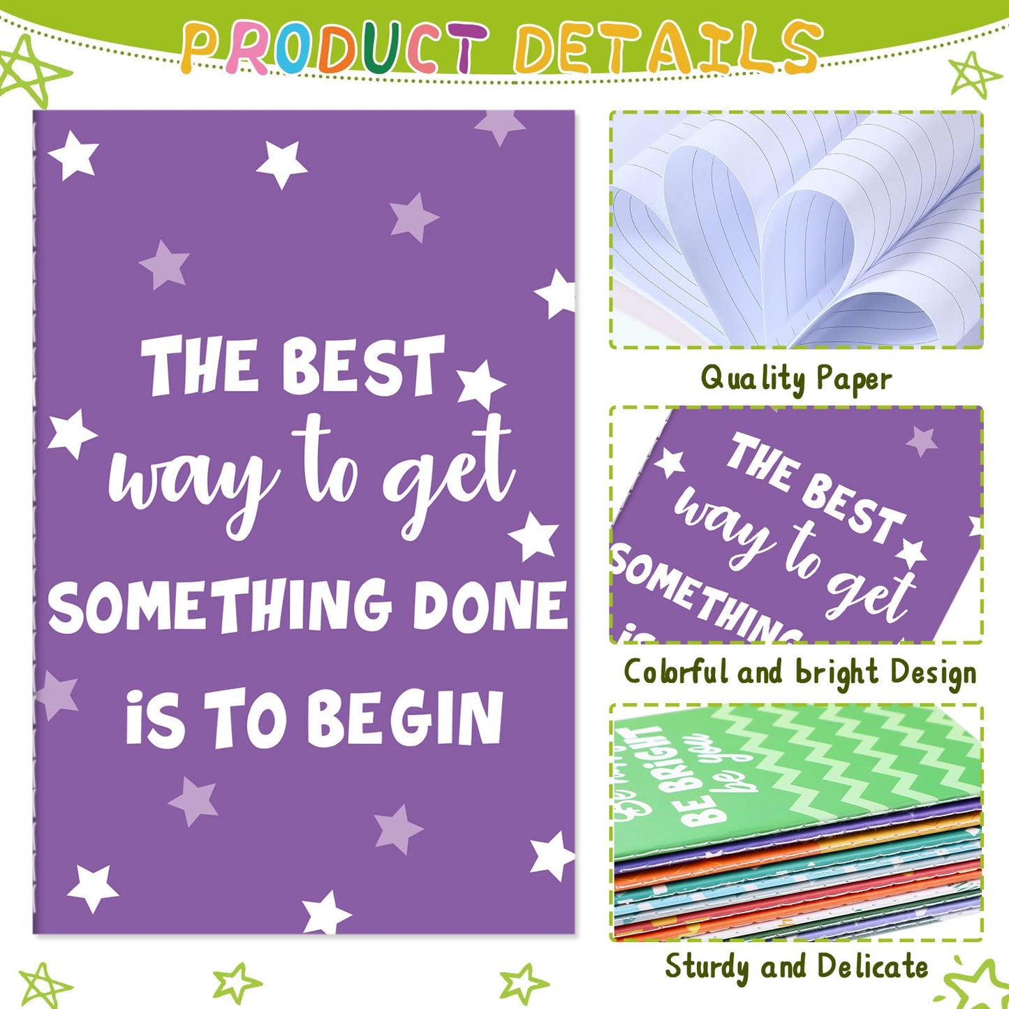 Zonon 24 Pcs Mini Colorful Notebooks Bulk Gifts, Funny Motivational Journals Notepads Inspirational Notepads Small Pocket Notebook Teacher Office Prizes Travel(Motivational Style)