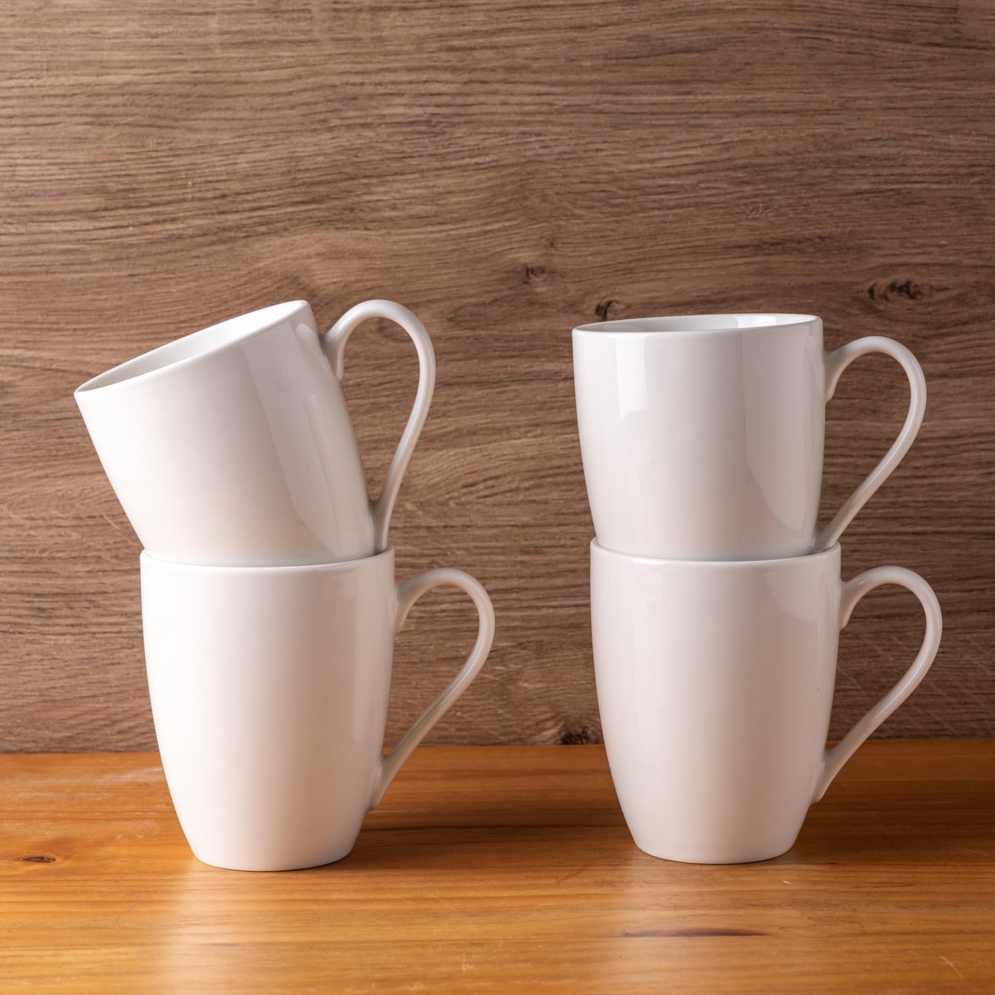 Lot de 6 tasses à café AmorArc 12 oz blanc cassé, tasses à café en céramique avec grande poignée pour homme, femme, ensemble de tasses à café légères pour latte/cappuccino/cacao/lait, lavables au lave-vaisselle et au micro-ondes, 6 pièces