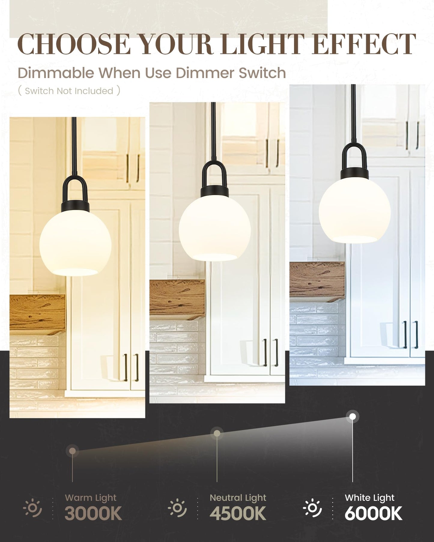 TENGXIN 7-Zoll-Pendelleuchte für Kücheninsel – gebürstetes Gold-Finish mit Milchglasschirm, eleganter Bauernhausstil, perfekt für Esszimmer oder Schlafzimmer, TXPLBG15-MG