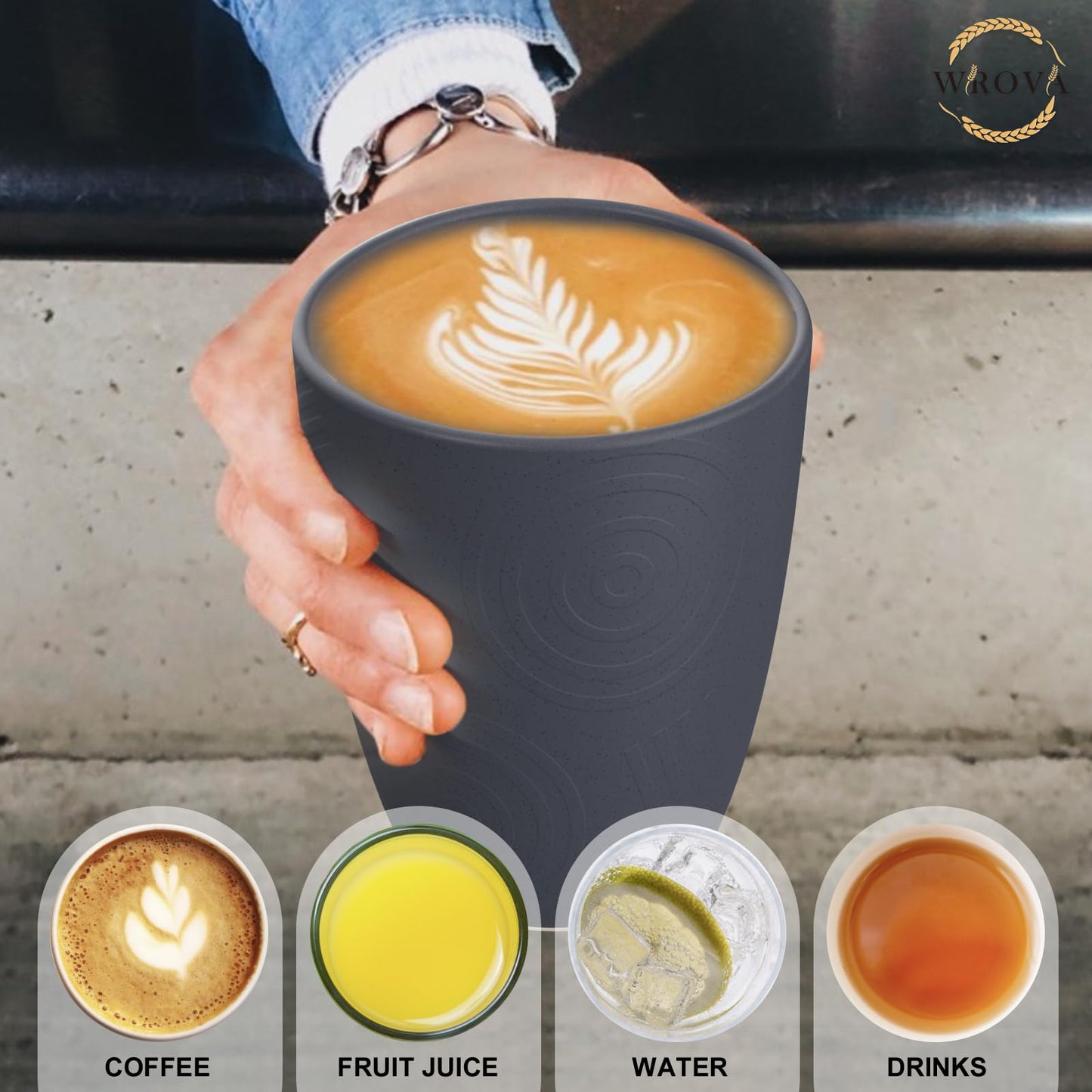 Wheat Straw Cups 8 PCS Good Alternative to Plastic Reusable Cups 20 oz Unbreakable Drinking Cup Reusable Dishwasher Safe Water Plastic Glasses Colorful Series