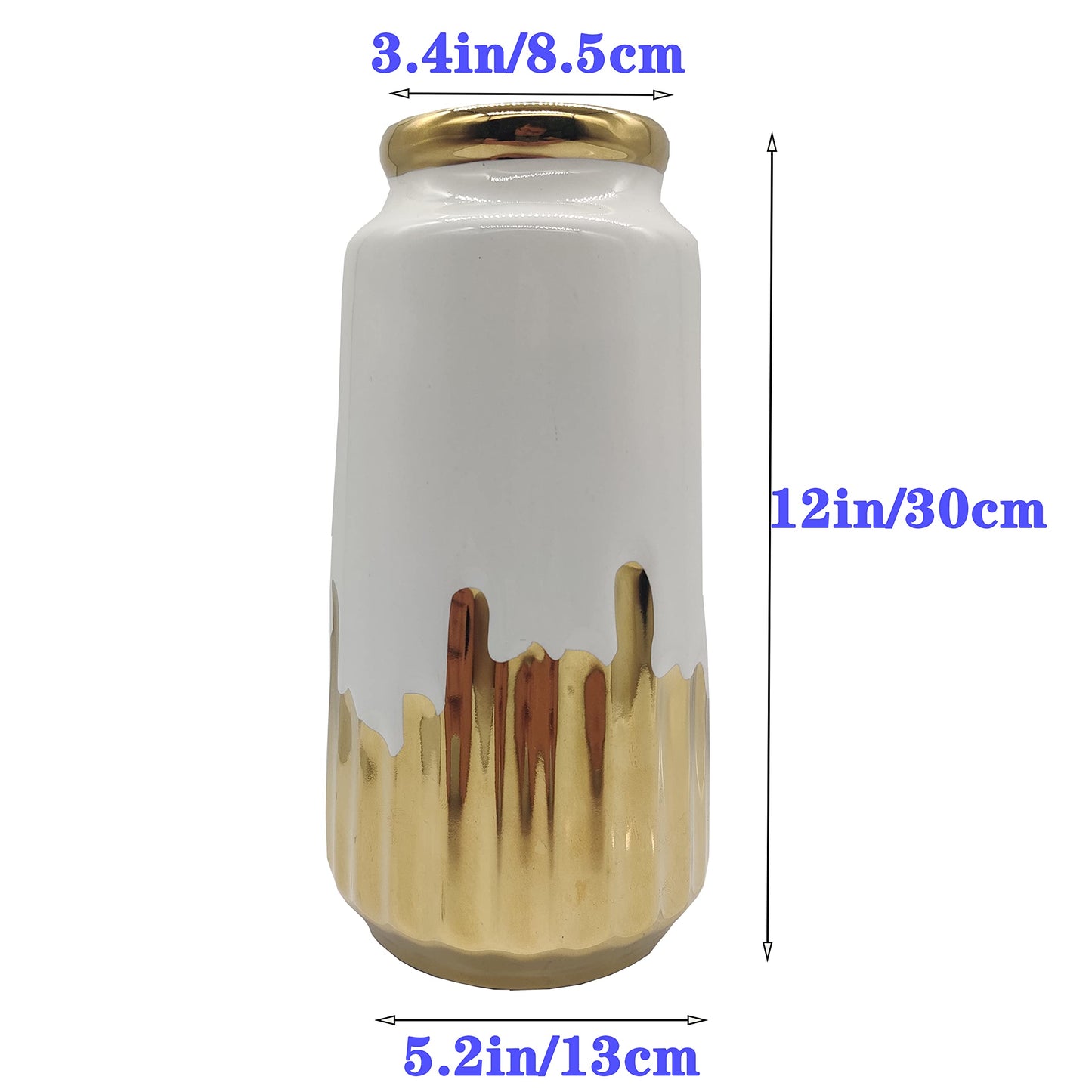 Weiße Blumenvase aus Keramik, einzigartige glänzende Vasen, breite Öffnung, moderne Vase, dekorative Vase für Zuhause, Hochzeit, Party, Tischdekoration