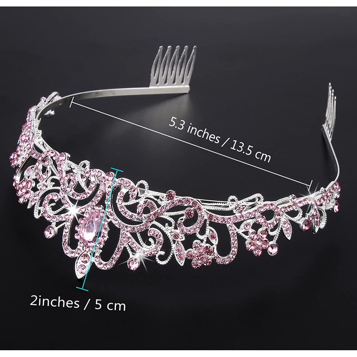 COCIDE Tiara Crystal Crowns Princess Rhinestone Crown with Combs Bride Headbands Bridal Wedding Prom Birthday Party Hair Accessories Jewelry for Women Girls (Silver)