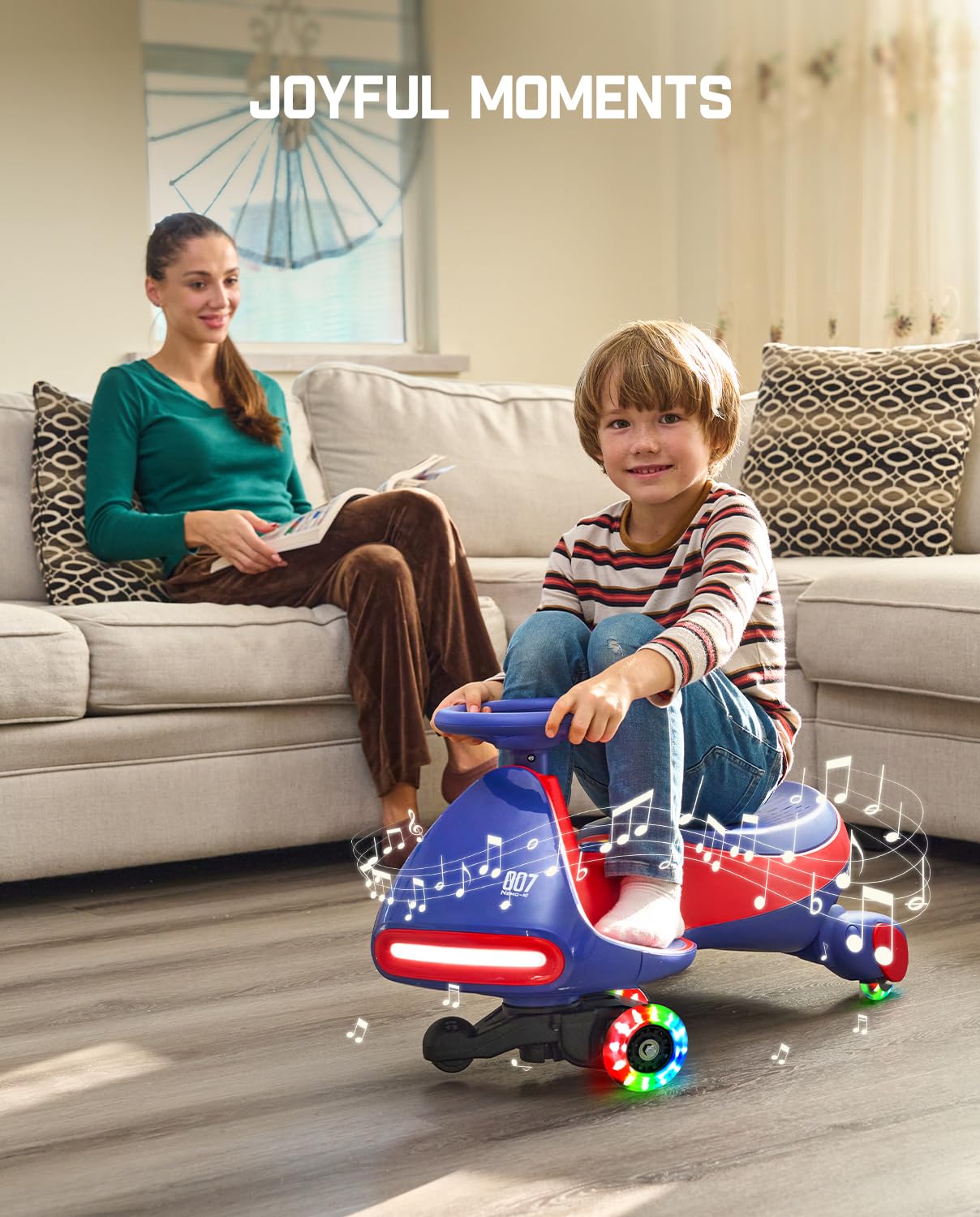 12V N7 Pro Electric Wiggle Car – Pedal-Powered Fun for Kids, Lights & Bluetooth Ride-On (by Fanttik)