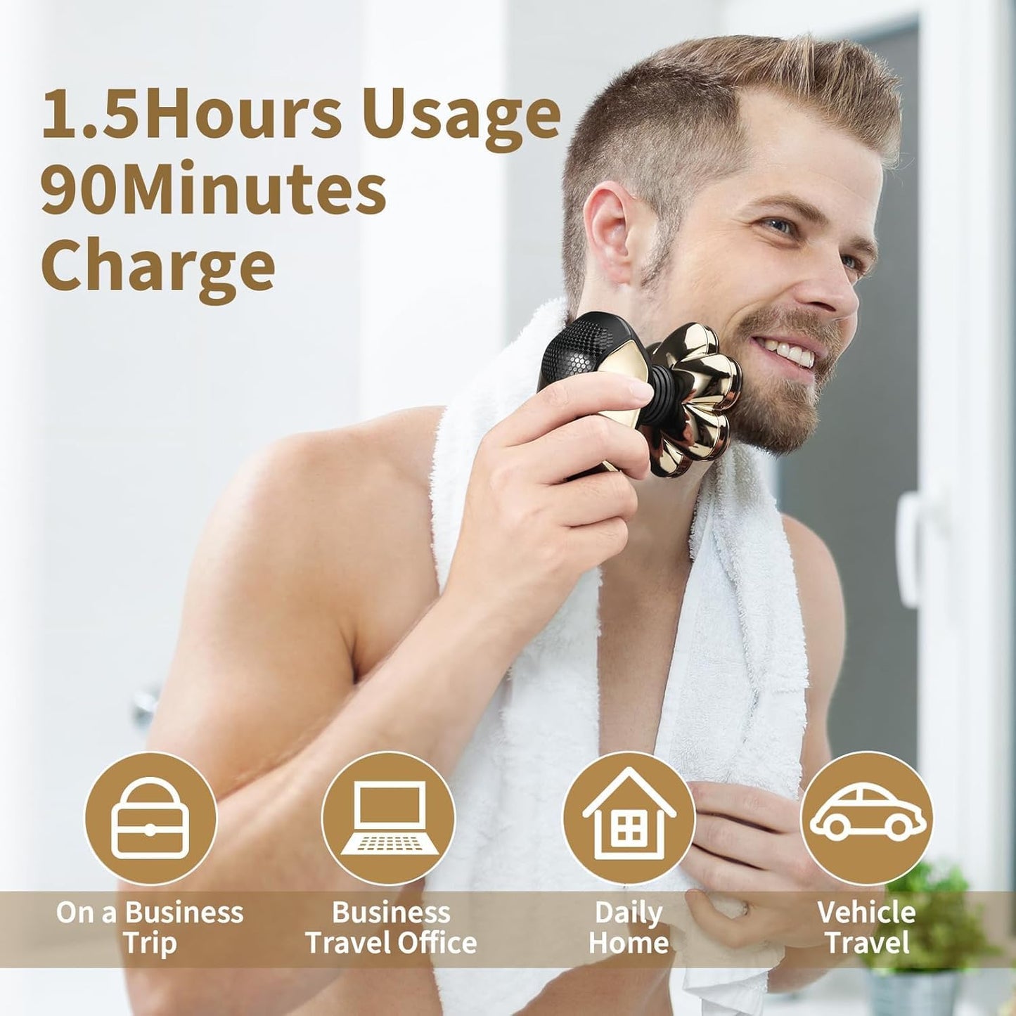 Detachable Head Shavers, SHPAVVER 5 in 1 Electric Razor IPX7 Waterproof for Bald Men, Wet Dry LED Display Rechargeable 7D Rotary Shaver Grooming Kit with Type C Charge A