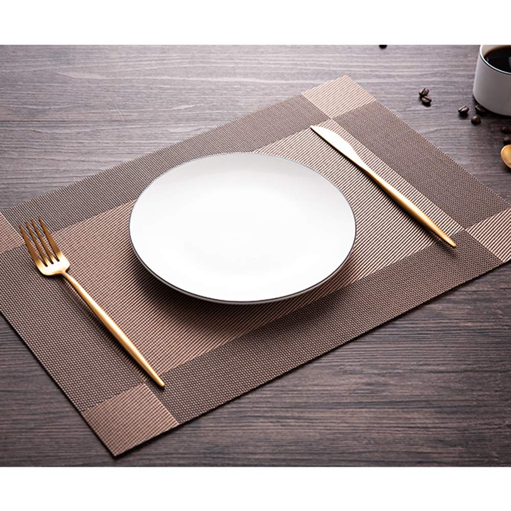 PIGCHCY Keilförmige Tischsets für den Esstisch, kreuzgewebt, waschbares Vinyl-Tischset, hitzebeständig, runde Tischsets, 4er-Set (Silbergrau)