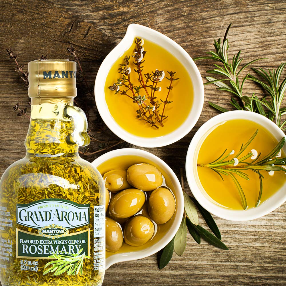 Mantova Grand’Aroma Flavored Extra Virgin Olive Oils, Variety Gift Set, made in Italy, cold-pressed, 100% natural, heart-healthy, for grilling, barbequing, smoking, and cooking, 8.5 oz