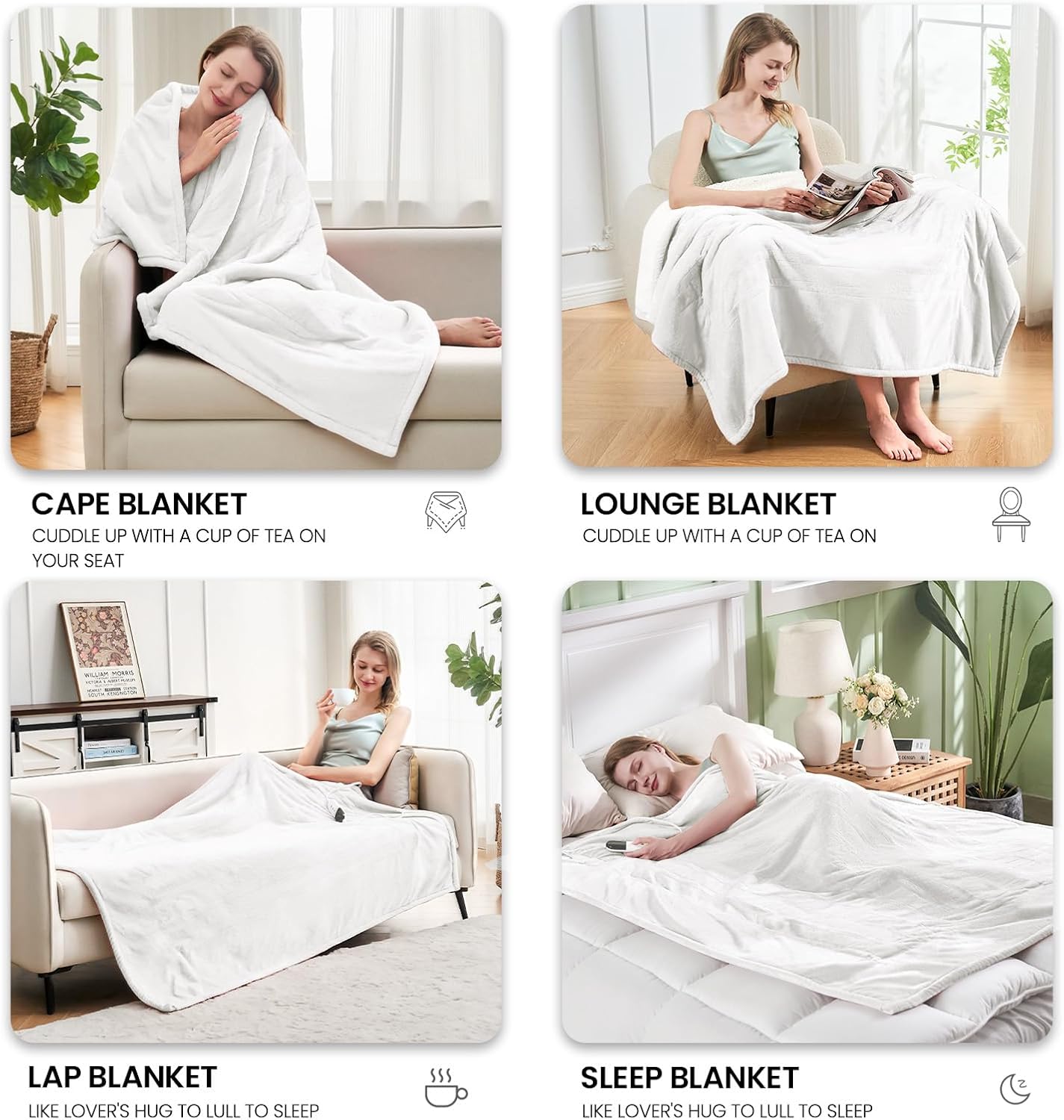 Chateau Marchetti® Luxe Heated Throw – 50x60 Ultra-Soft Sherpa & Flannel Electric Blanket (Gray)