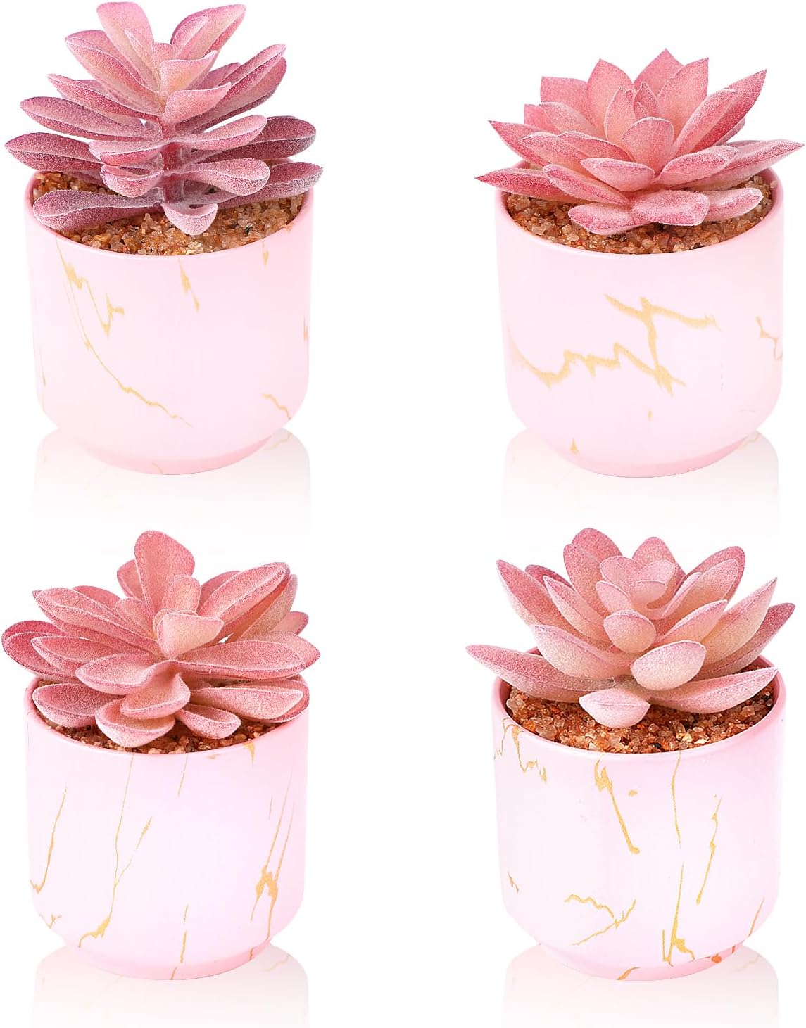 Artificial Plants and Succulents in 2 White Ceramic Pots,Small Fake Plants for Office and Desk Decor,Bathroom, Bedroom,Shelves for Women