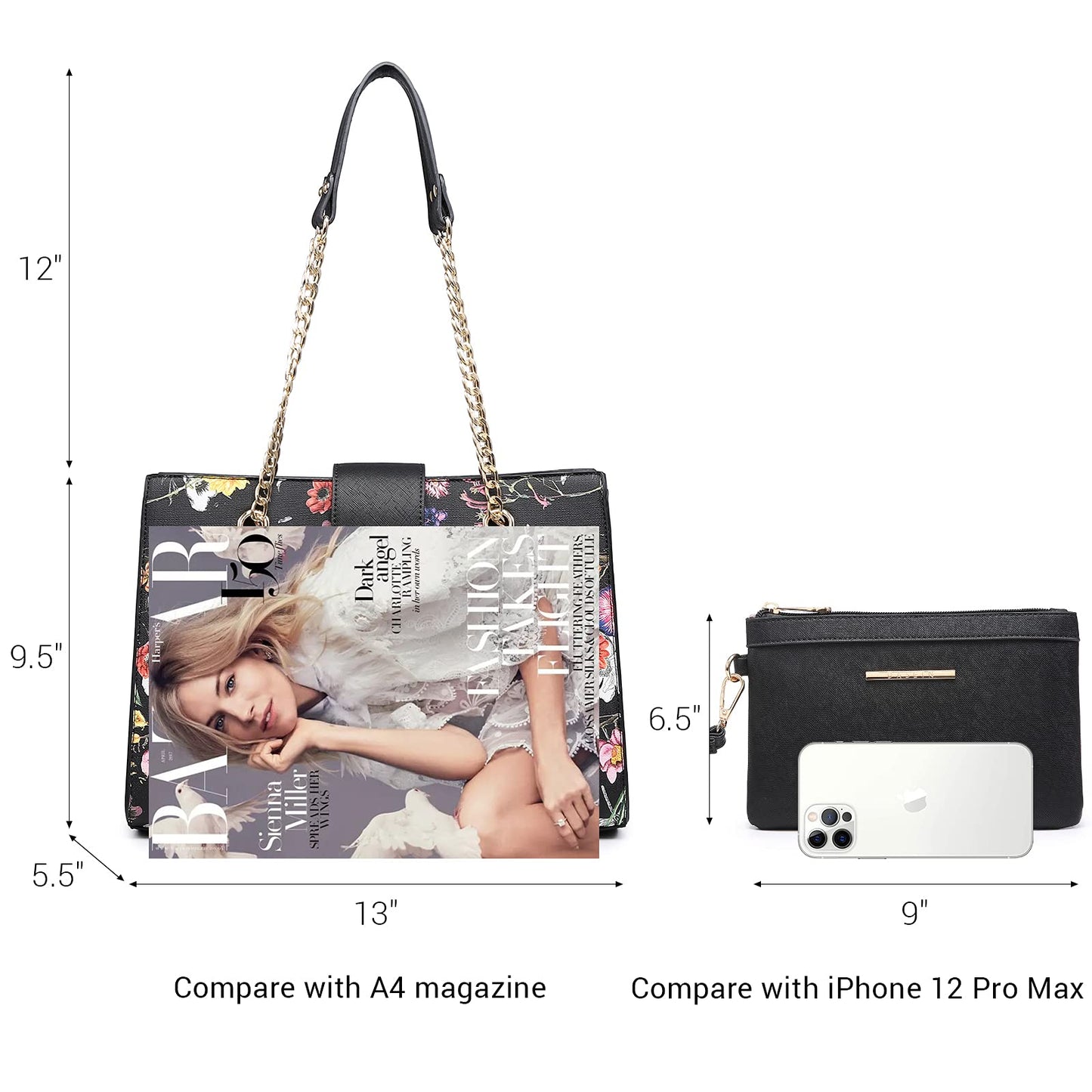 Dasein Lederhandtasche, Tragetasche, Hobo-Tasche für Damen, Schultertasche, Henkeltasche oben, Umhängetasche mit passender Clutch