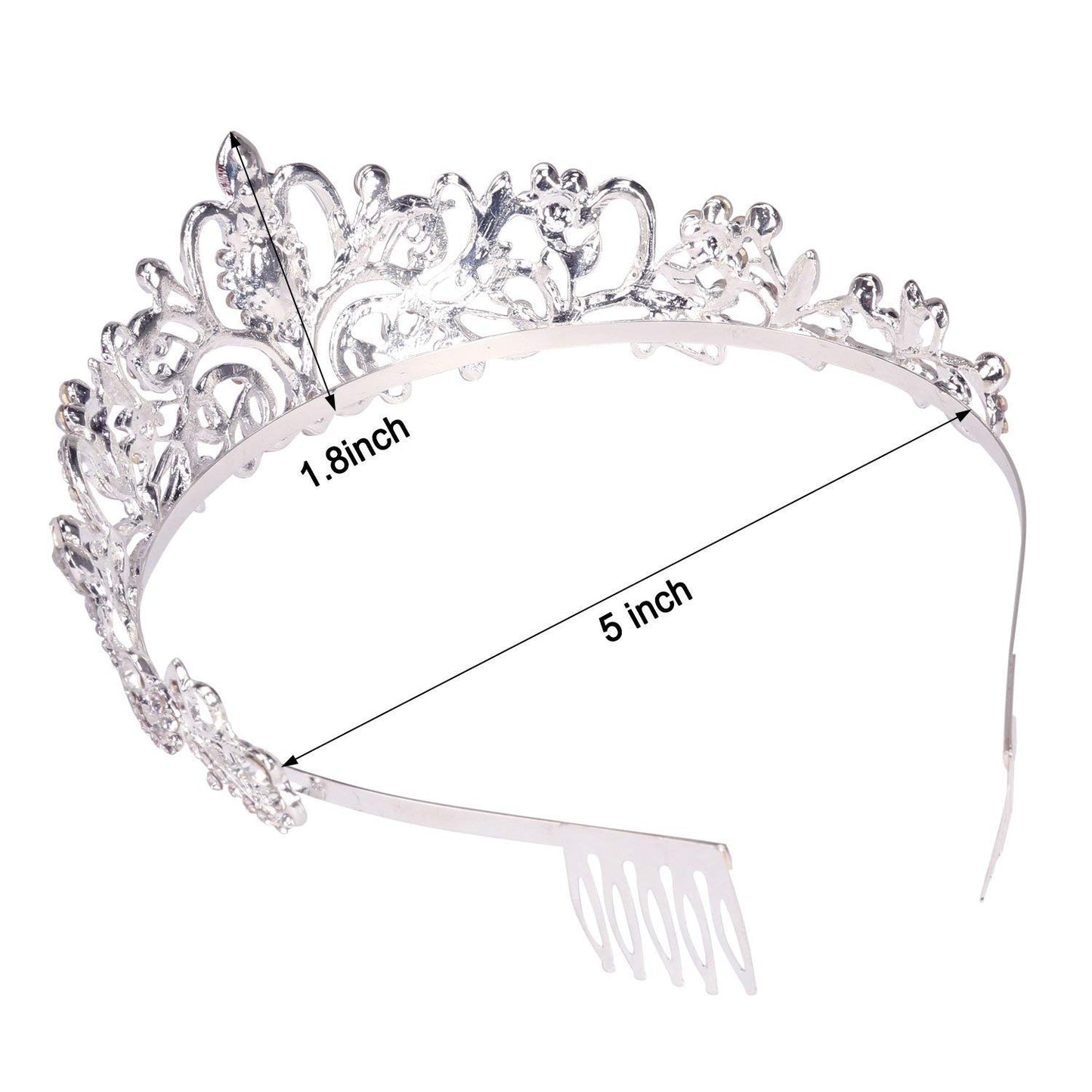 COCIDE Tiara Crystal Crowns Princess Rhinestone Crown with Combs Bride Headbands Bridal Wedding Prom Birthday Party Hair Accessories Jewelry for Women Girls (Silver)