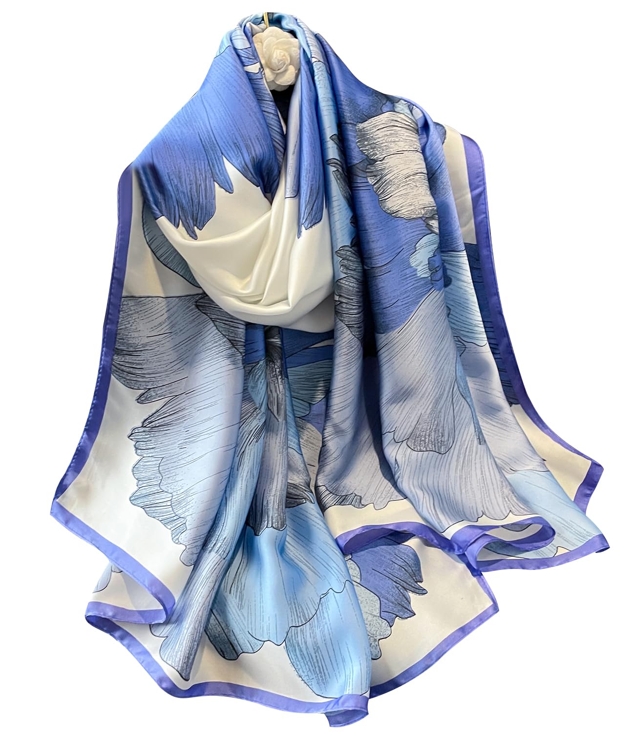 NUWEERIR Damen-Schal, 100 % großer Maulbeerseide, langer Satin-Schal, modischer Designer-Schal, leichte Wickel