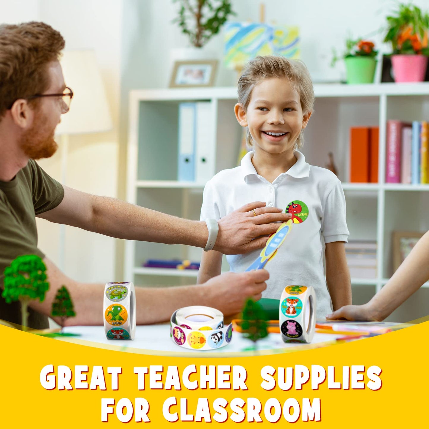 Outus 3 Rolls Motivational Stickers for Kids, 1500 Pcs Inspirational Cartoon Reward Stickers Teacher Supplies for Potty Training School Classroom Students Prizes, 24 Designs(Vivid Style)