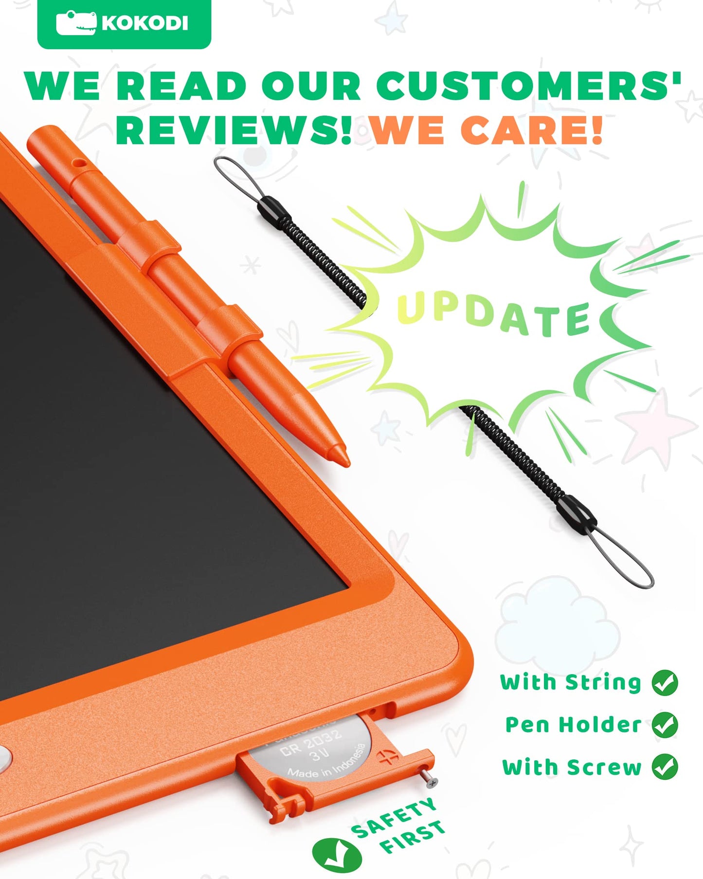 KOKODI LCD Writing Tablet, Valentines Day Gifts for Kids,10 Inch Colorful Toddler Doodle Board Drawing Tablet, Erasable Reusable Electronic Drawing Pads, Educational and Learning Toys for Kids
