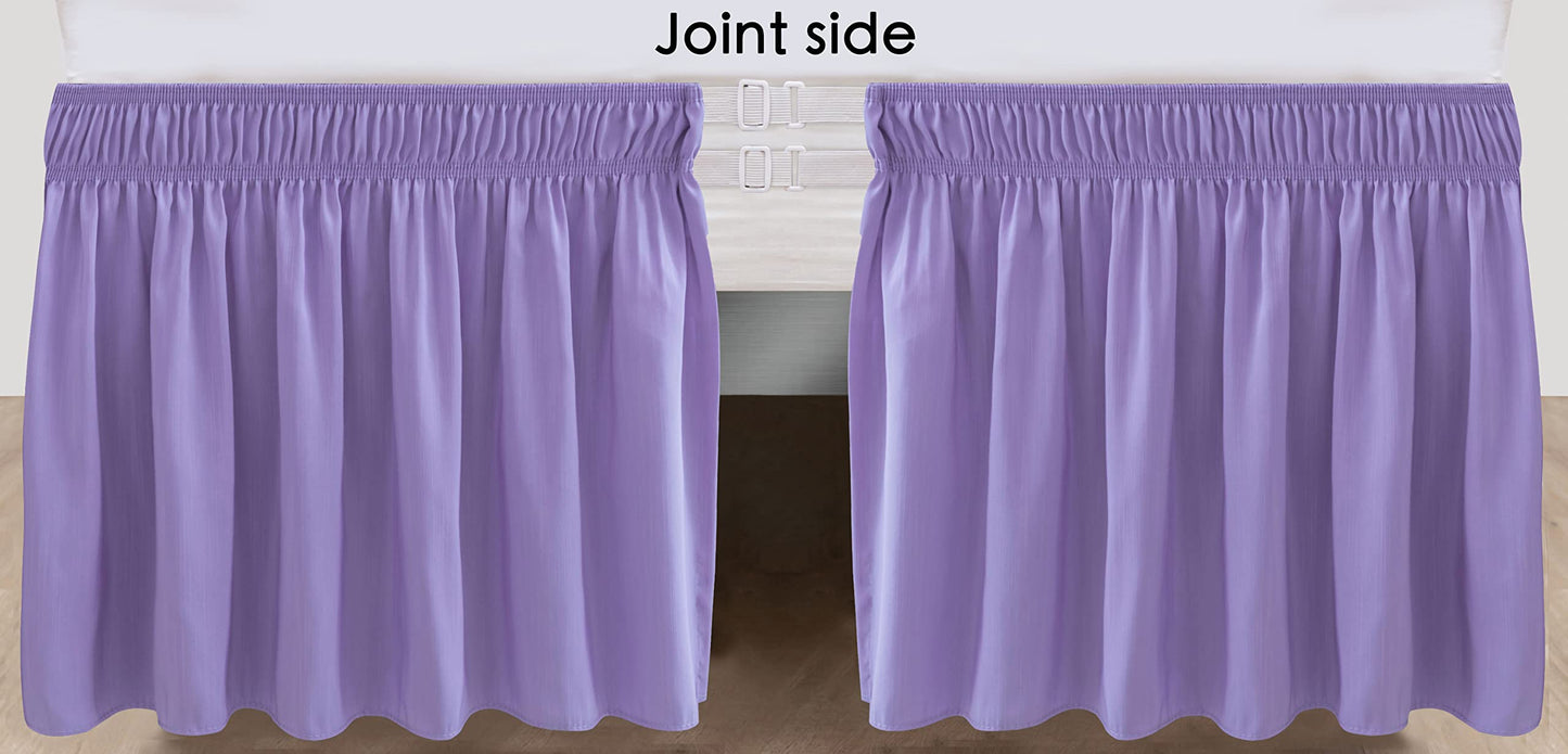 Biscaynebay Wrap Around Bed Skirts for Twin & Twin XL Beds 15" Drop, Ivory Adjustable Elastic Dust Ruffles Easy Fit Wrinkle & Fade Resistant Silky Luxurious Fabric Machine Washable