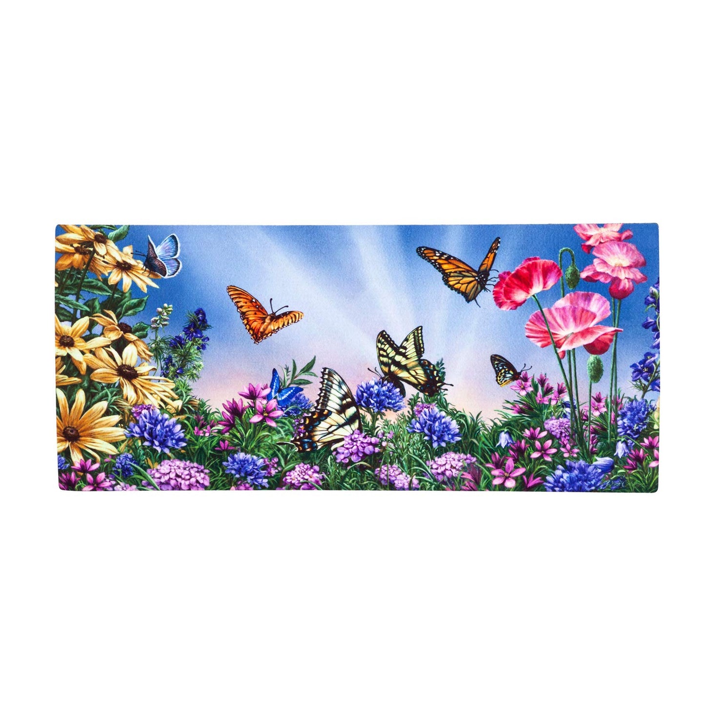 Evergreen Sassafras Bundle - Set mit 5 saisonalen austauschbaren Fußmatten für den Eingangsbereich | Für drinnen und draußen | 22 x 10 Zoll große Fußmatten und 28 x 16 Zoll großes Tablett | Rutschfeste Rückseite | Niedriges Profil | Heimdekor