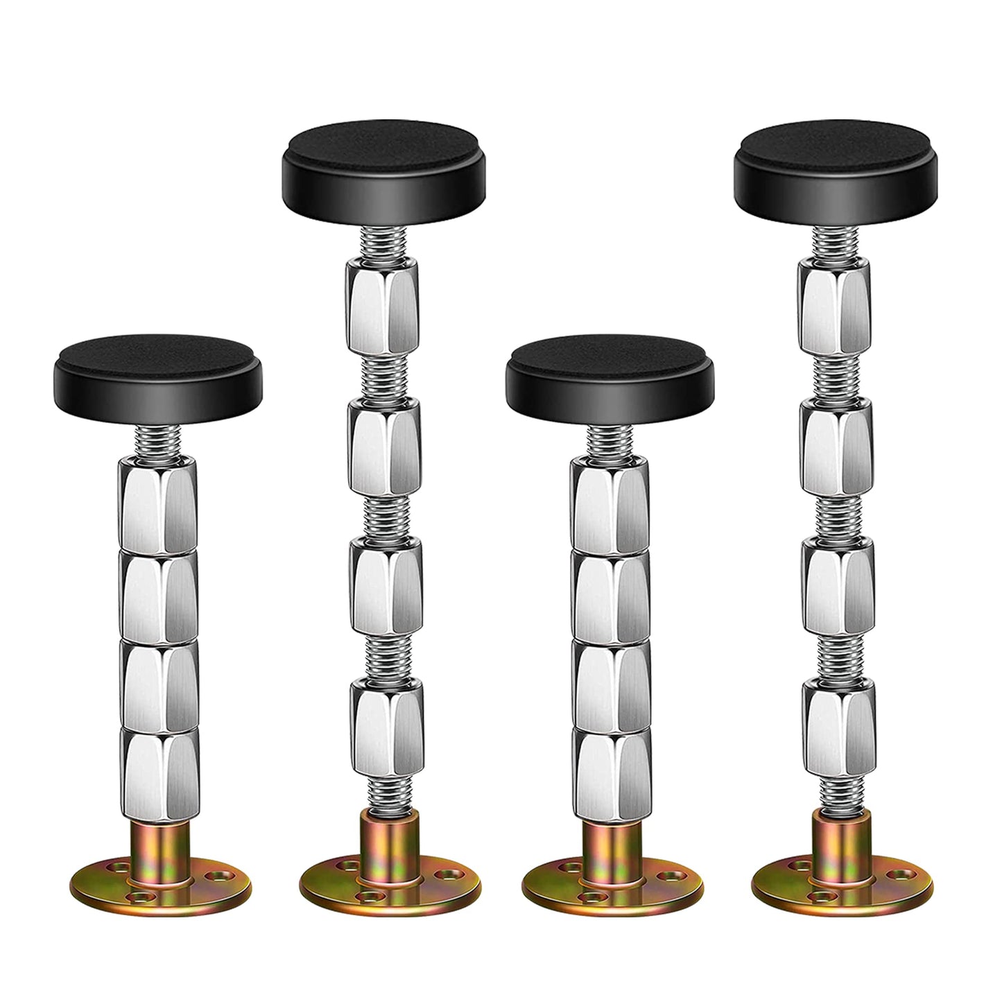 Krisler Verstellbares Anti-Shake-Werkzeug mit Gewinde für Bettrahmen, Kopfteilstopper, Anti-Shake-Werkzeug neben dem Bett für Betten, Schränke, Sofas, 4 Stück (27–114 mm)