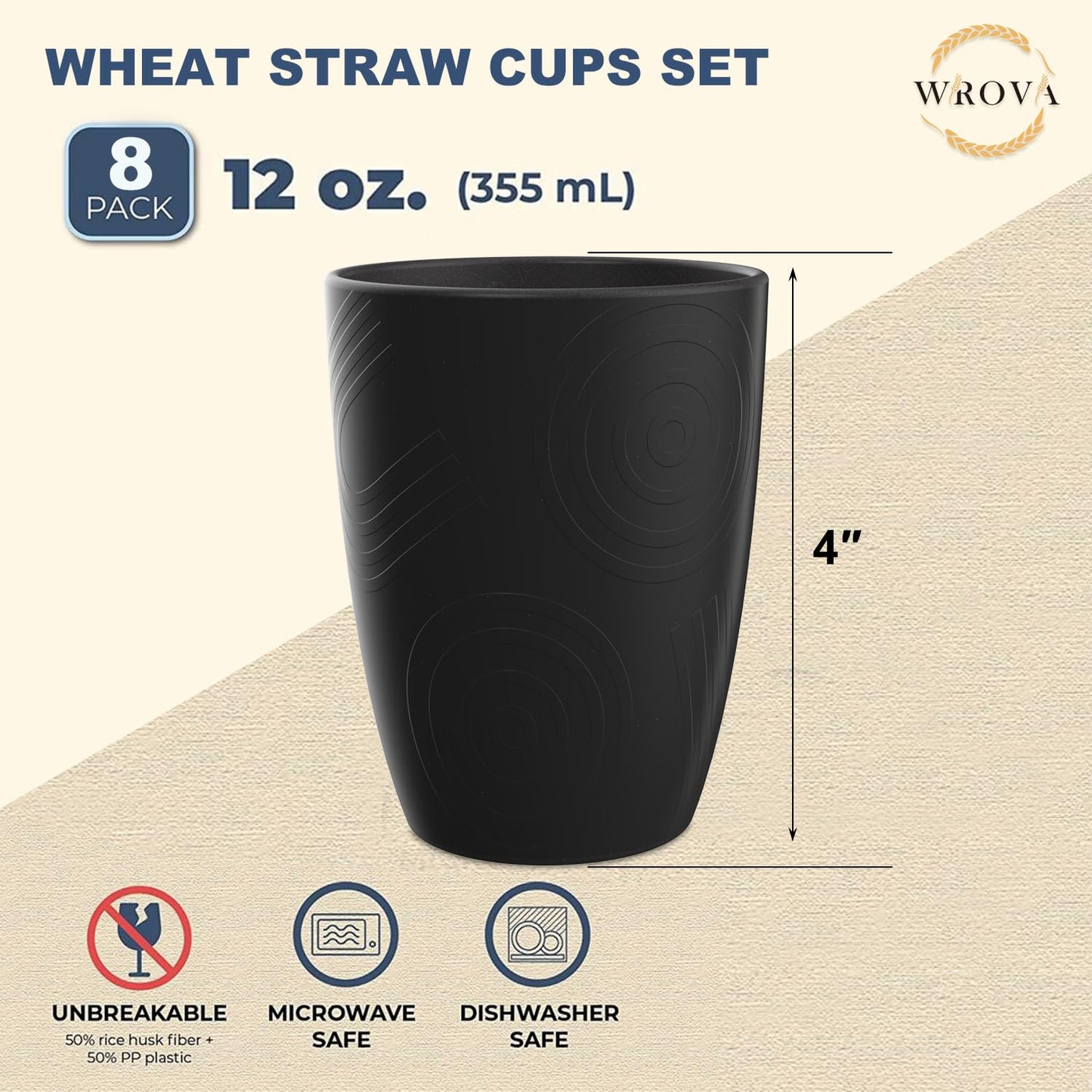 Wheat Straw Cups 8 PCS Good Alternative to Plastic Reusable Cups 20 oz Unbreakable Drinking Cup Reusable Dishwasher Safe Water Plastic Glasses Colorful Series