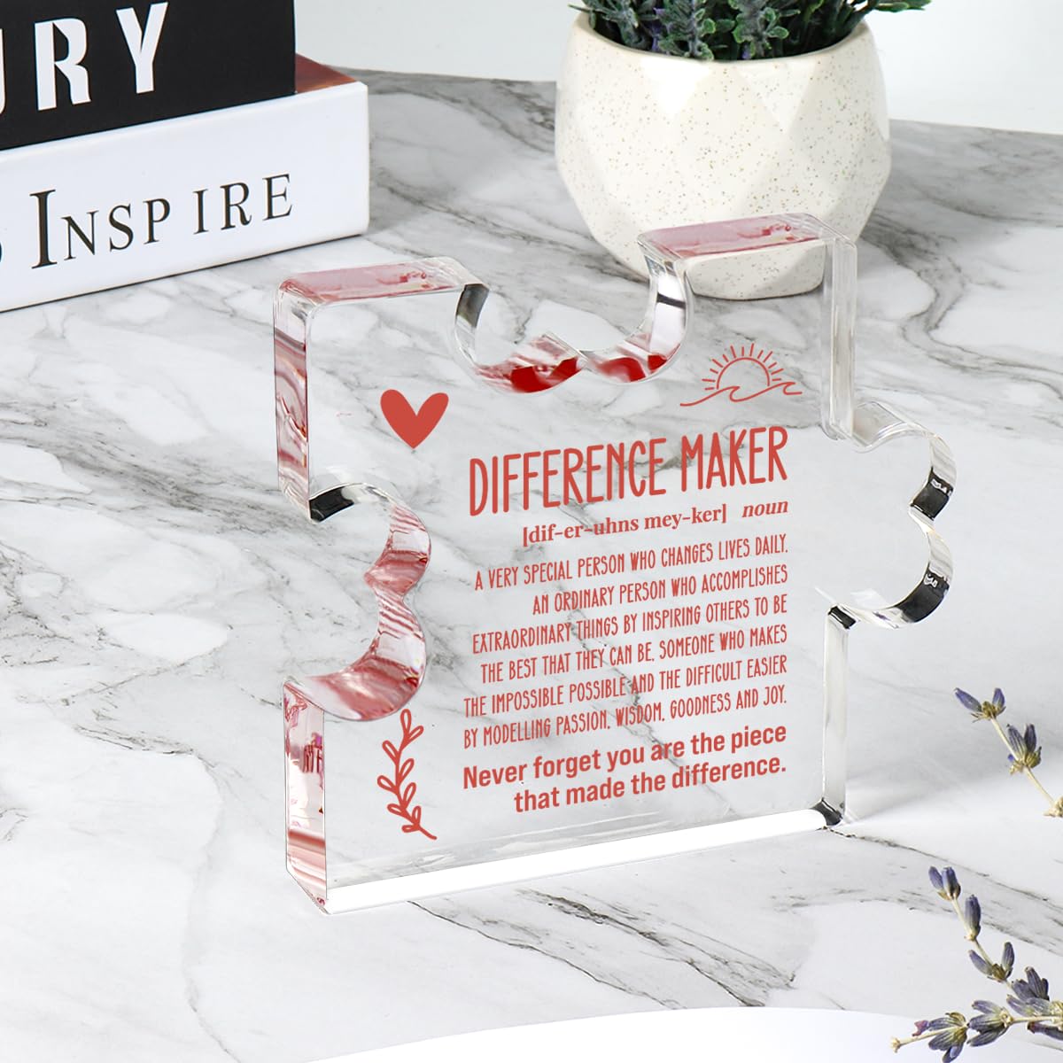 A heartfelt thank-you gift that says it all—beautifully printed on a clear 4.7 x 4.3 inch acrylic sign. Stylish, lightweight, and ready to display on any desk, shelf, or tabletop. Each piece is gift-ready and designed to leave a lasting impression.