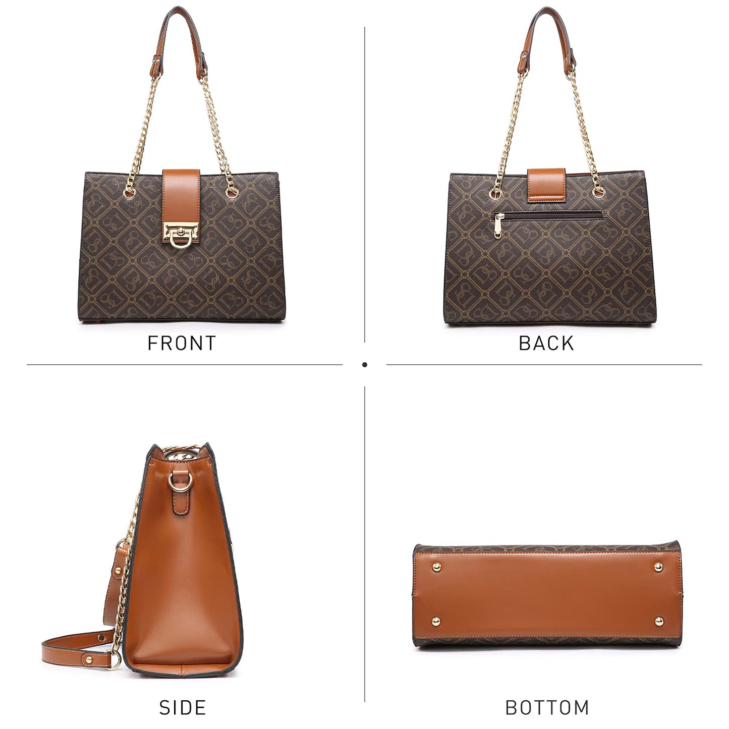 Dasein Lederhandtasche, Tragetasche, Hobo-Tasche für Damen, Schultertasche, Henkeltasche oben, Umhängetasche mit passender Clutch