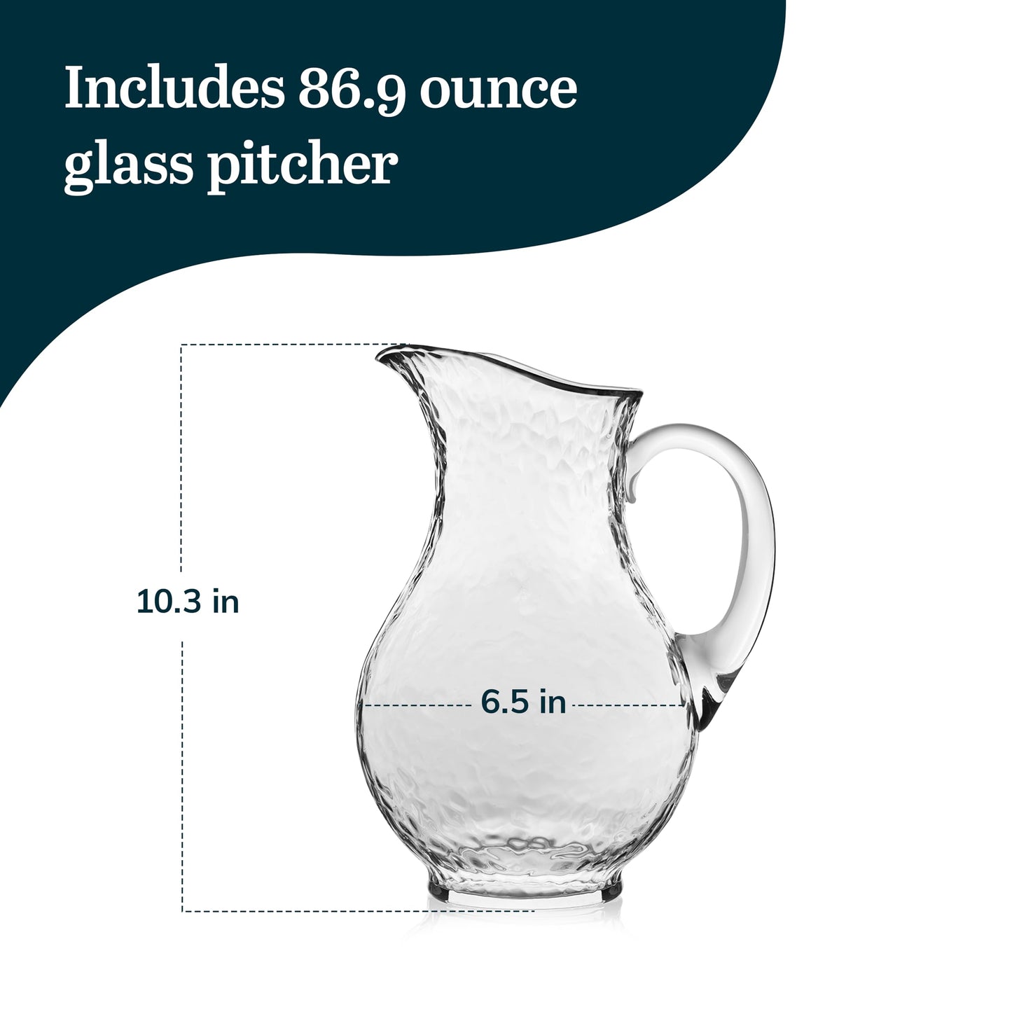 Acapulco Large Glass Pitcher Set of 2 – 89 oz, Clear Tall Bubble Design with Handle