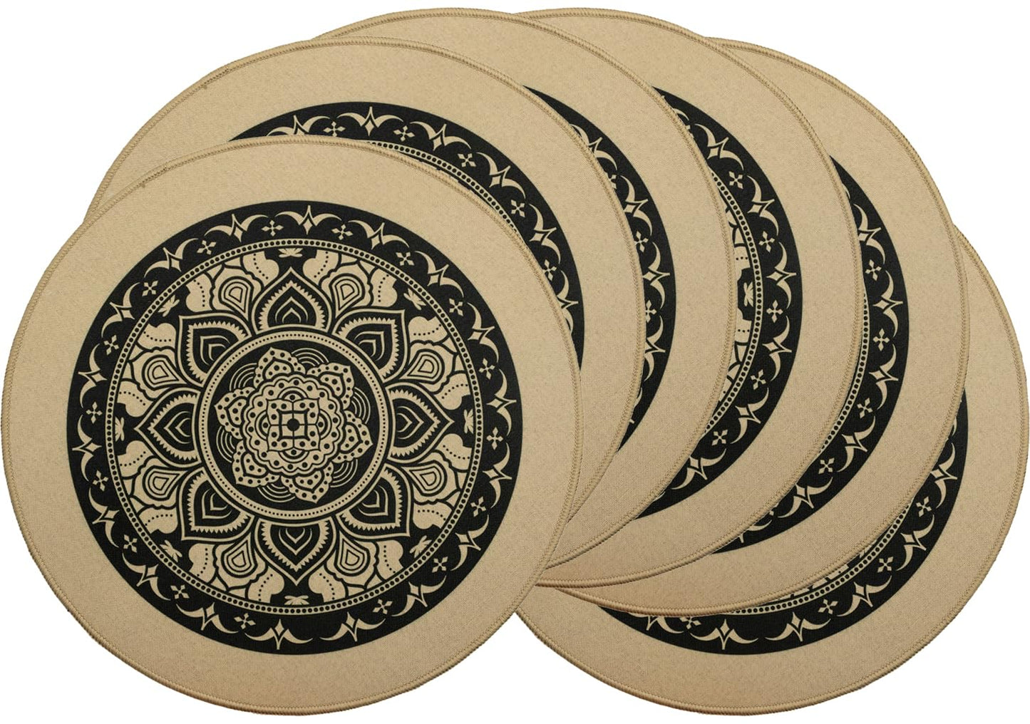 PIGCHCY Keilförmige Tischsets für den Esstisch, kreuzgewebt, waschbares Vinyl-Tischset, hitzebeständig, runde Tischsets, 4er-Set (Silbergrau)