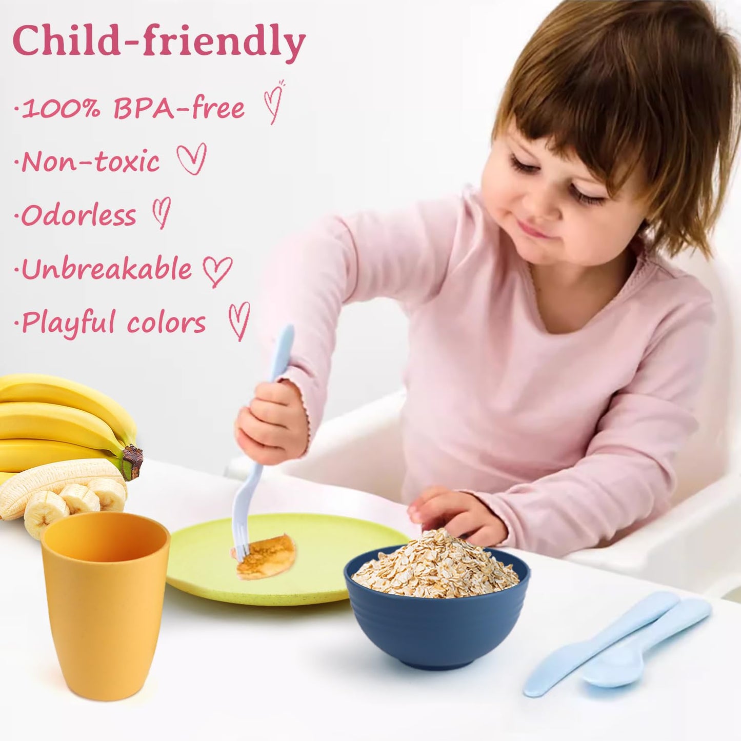 Homienly Tiefe Essteller, 8er-Set, Alternative zu Plastiktellern, mikrowellen- und spülmaschinenfeste Weizenstrohteller für die Küche, unzerbrechliche Kinderteller in 4 Farben (klassisch hell, 9 Zoll)