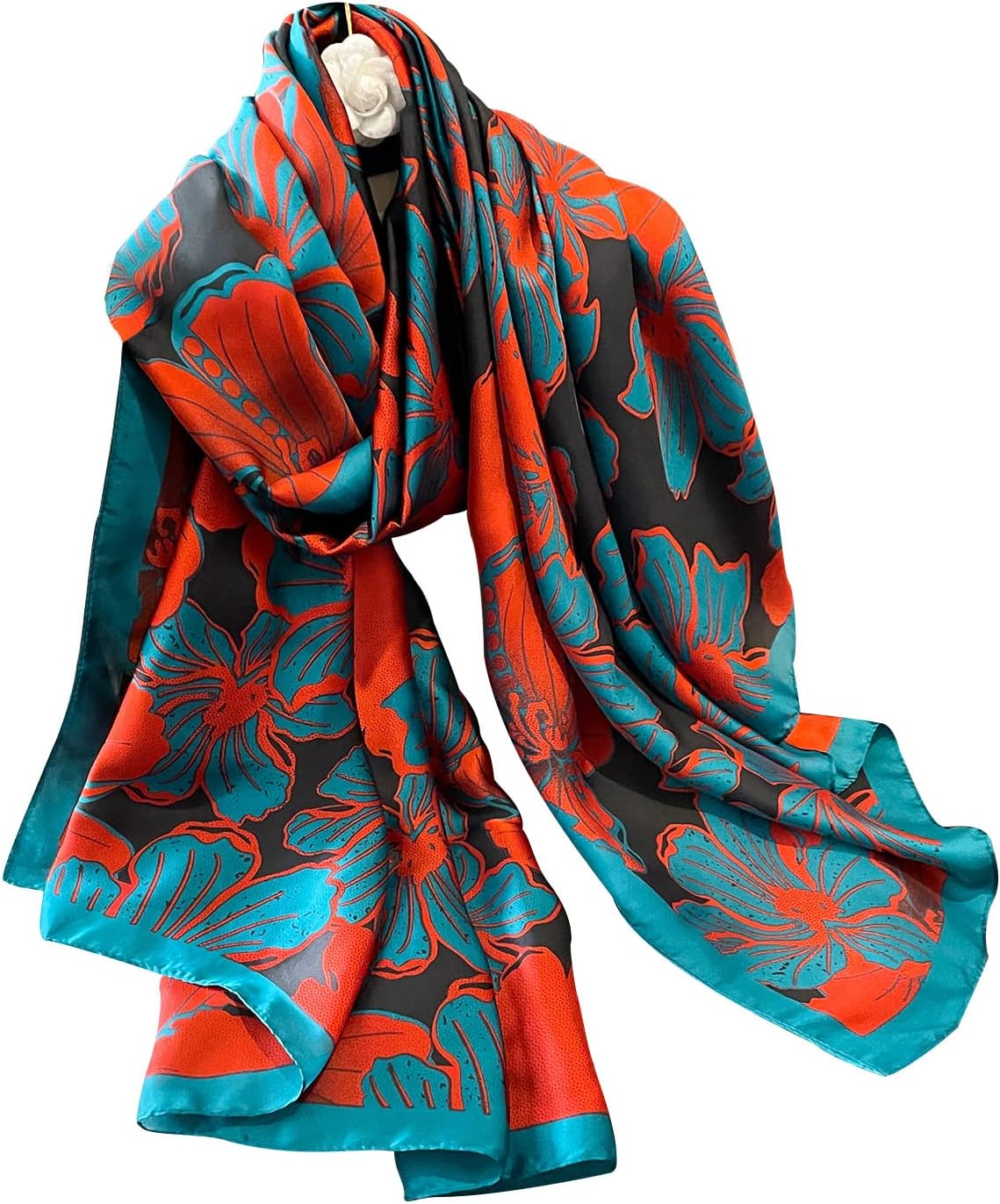 NUWEERIR Damen-Schal, 100 % großer Maulbeerseide, langer Satin-Schal, modischer Designer-Schal, leichte Wickel