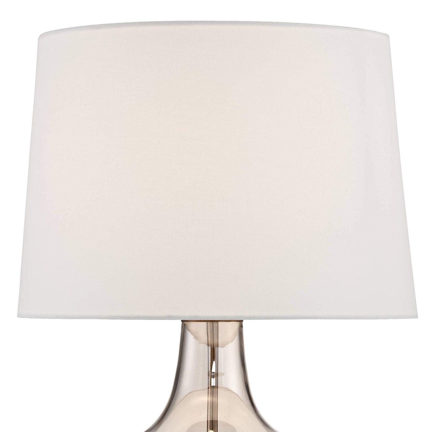 Possini Euro Design Ania 31" hohe Tischlampe im Glas, groß, modern, im Küsten-Stil, Landhausstil, klares Champagnerglas, einzelner cremefarbener Schirm, für Wohnzimmer, Schlafzimmer, Nachttisch, Haus, Büro, Zuhause
