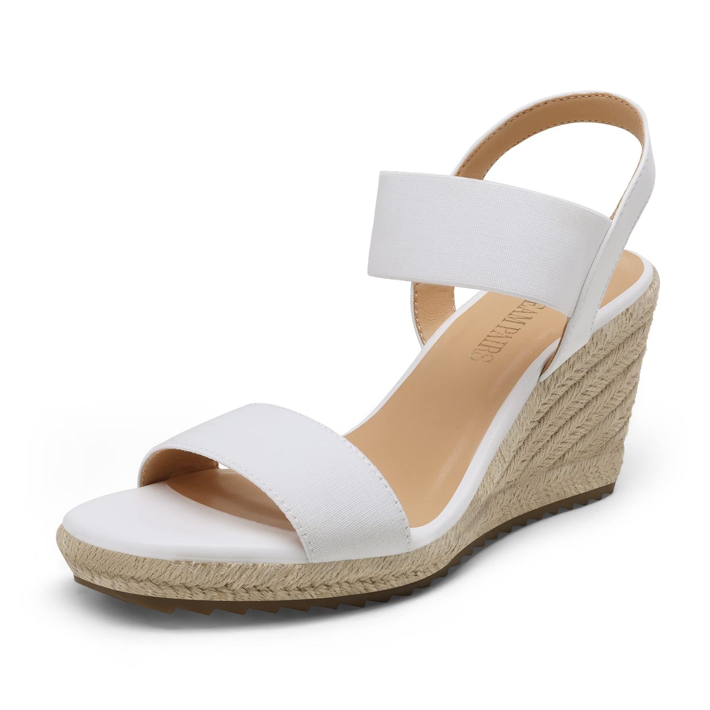 DREAM PAIRS Damen Espadrilles mit offener Spitze, elegante Plateausandalen, Schlupfsandalen mit elastischem Knöchelriemen und Keilabsatz