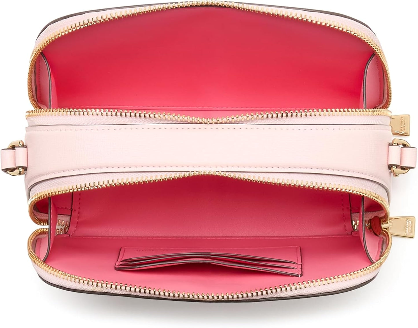 kate spade new york Devin Saffiano Leather Double Zip Dome Crossbody, Pastry Pink