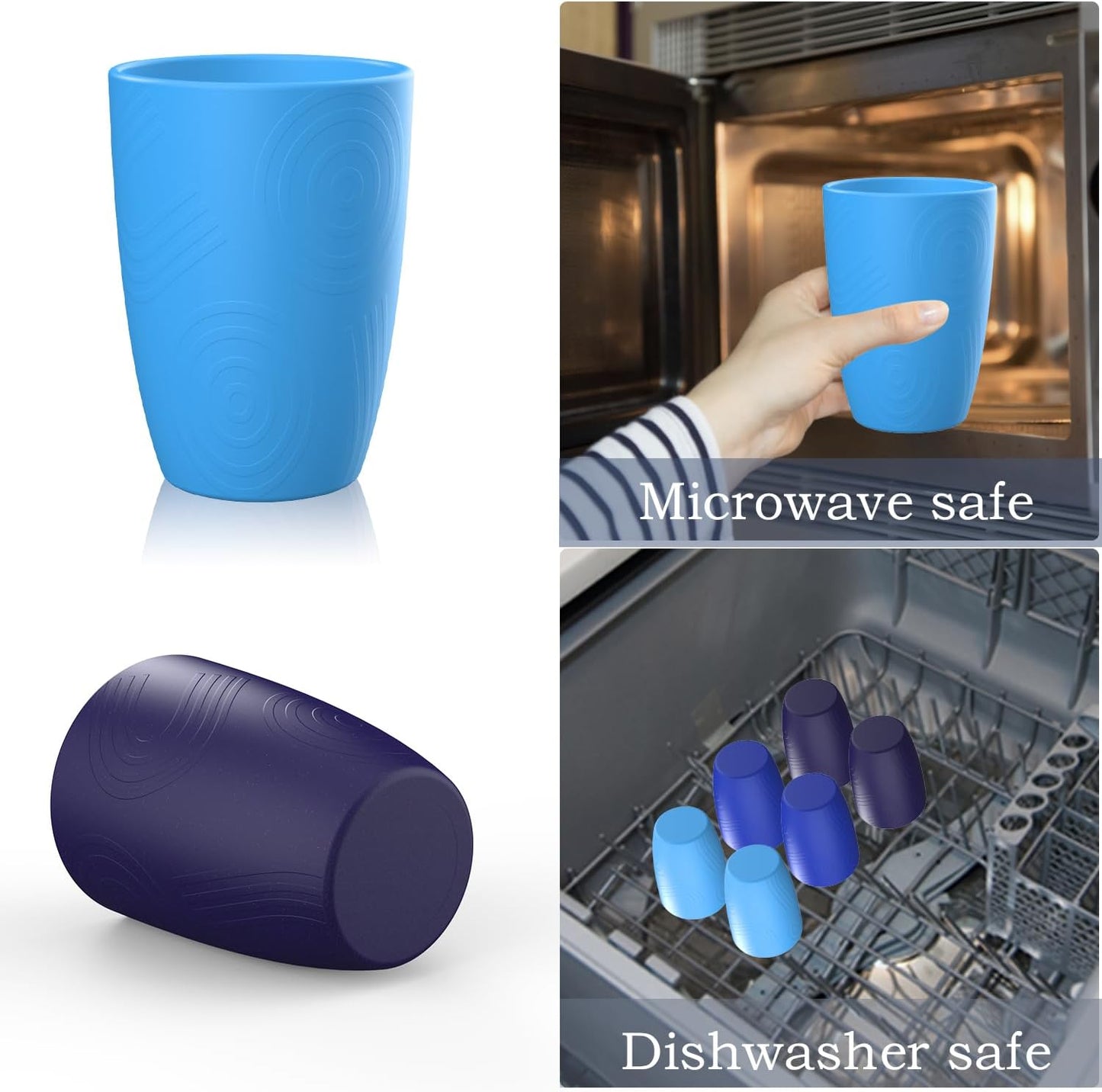 Homienly Becher mit Weizenstrohhalm, Plastikbecher, unzerbrechliche Trinkbecher, wiederverwendbare, spülmaschinenfeste Wassergläser, stapelbare Plastik-Wasserbecher in mehreren Farben (20 OZ, 8 Stück)