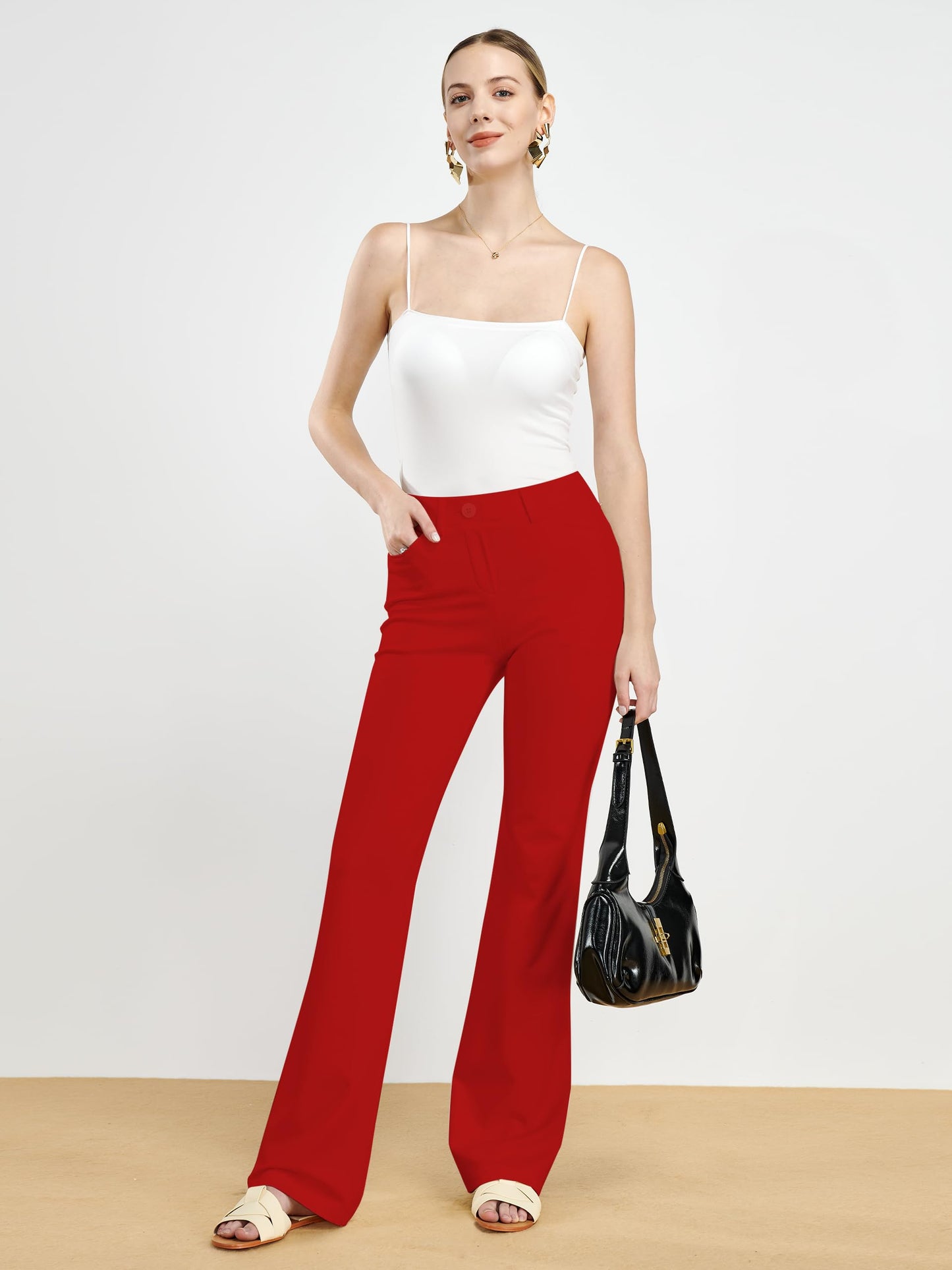 Pantalon extensible pour femme Tapata 28''/30''/32''/34'' avec poches, taille haute, petite, taille standard pour le travail au bureau