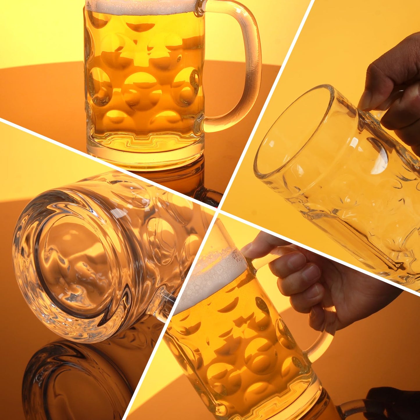 20 OZ Bierkrüge, große, klare deutsche Biergläser mit Henkel für Männer, 2er-Set