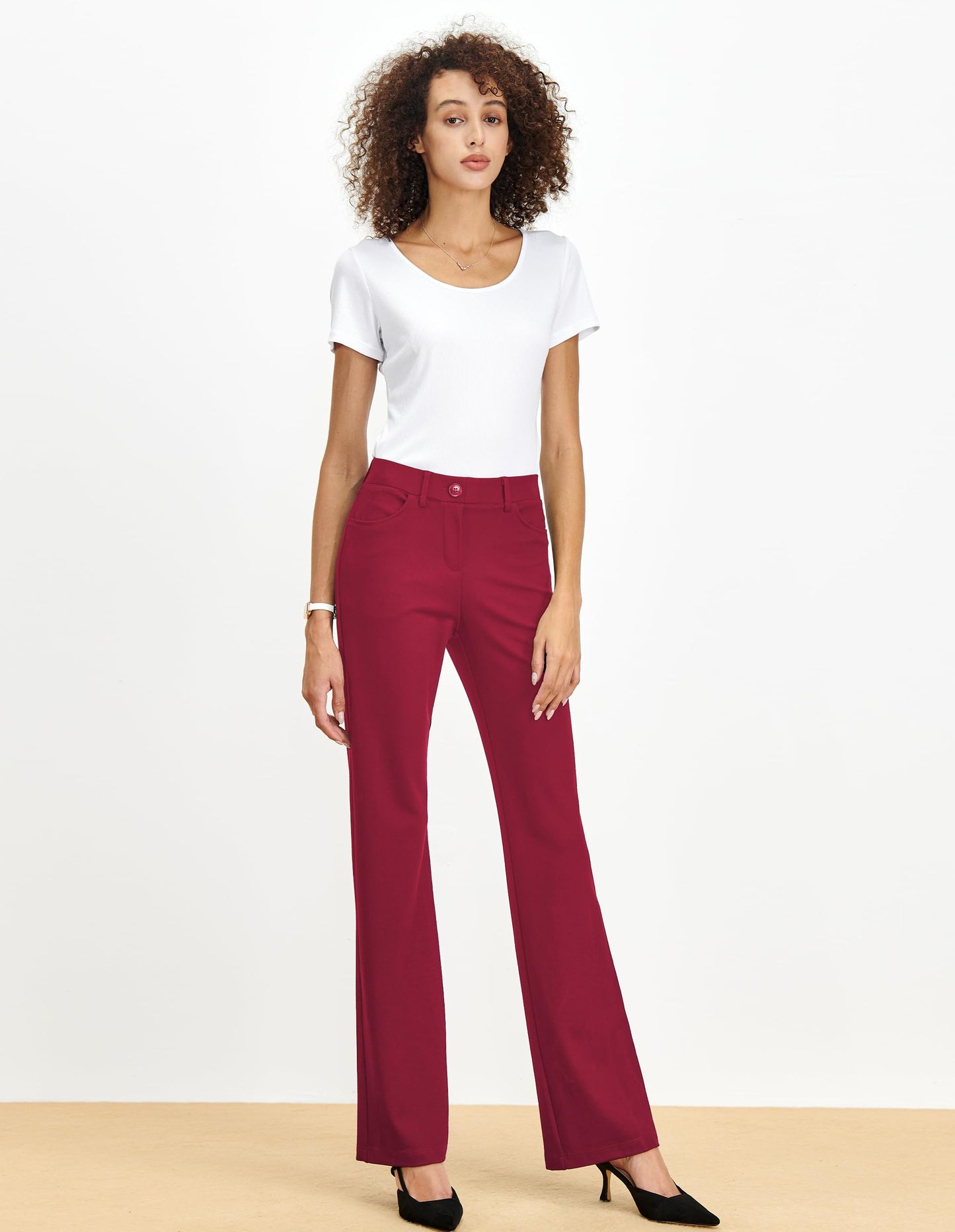 Pantalon extensible pour femme Tapata 28''/30''/32''/34'' avec poches, taille haute, petite, taille standard pour le travail au bureau