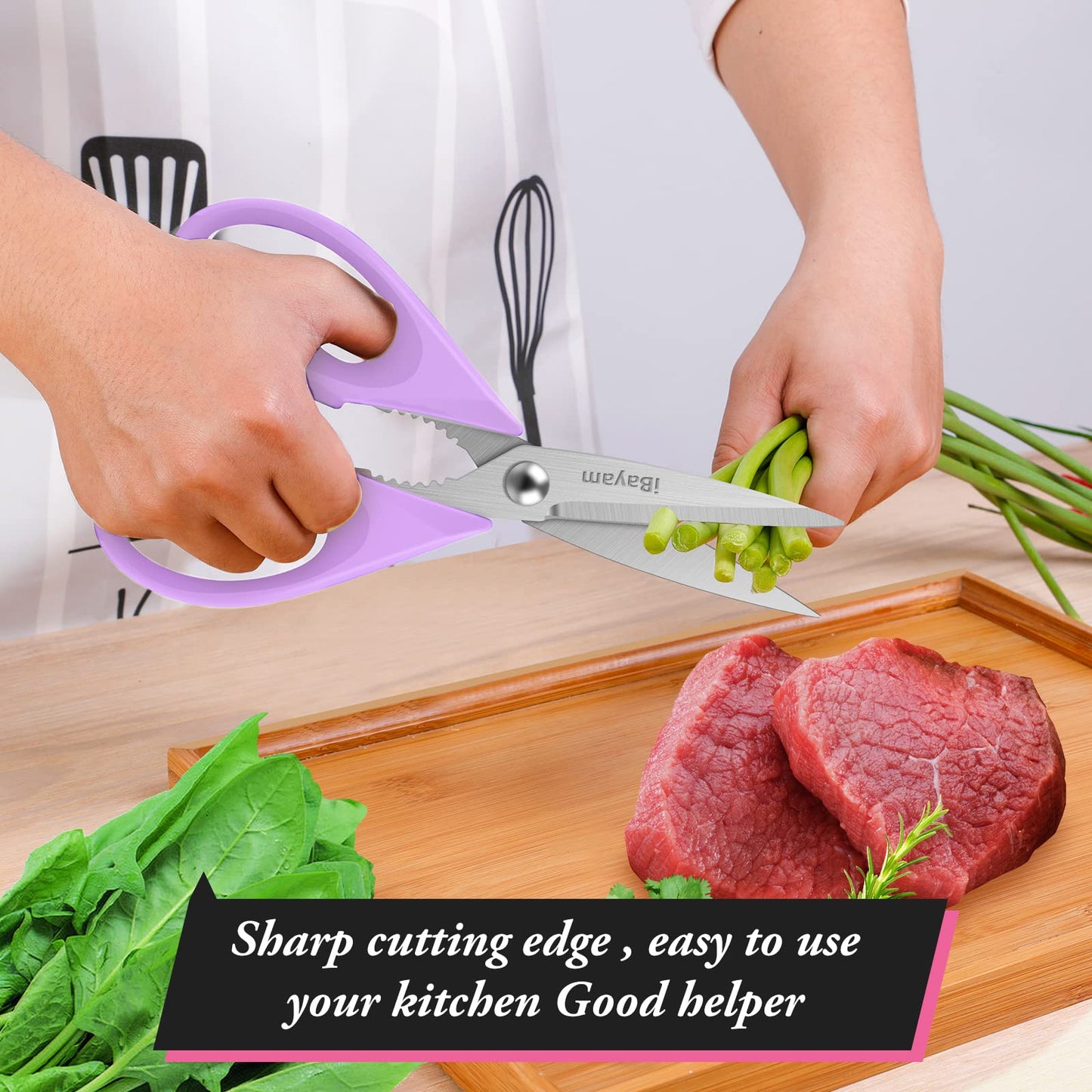 iBayam Küchenschere, Allzweck-Küchenschere, strapazierfähig, Küchen-Kochutensilien-Set, Kochutensilien, Fleisch- und Geflügelschere, spülmaschinenfeste Lebensmittel-Kochschere, Allzweckschere aus Edelstahl, Küchengeschenke
