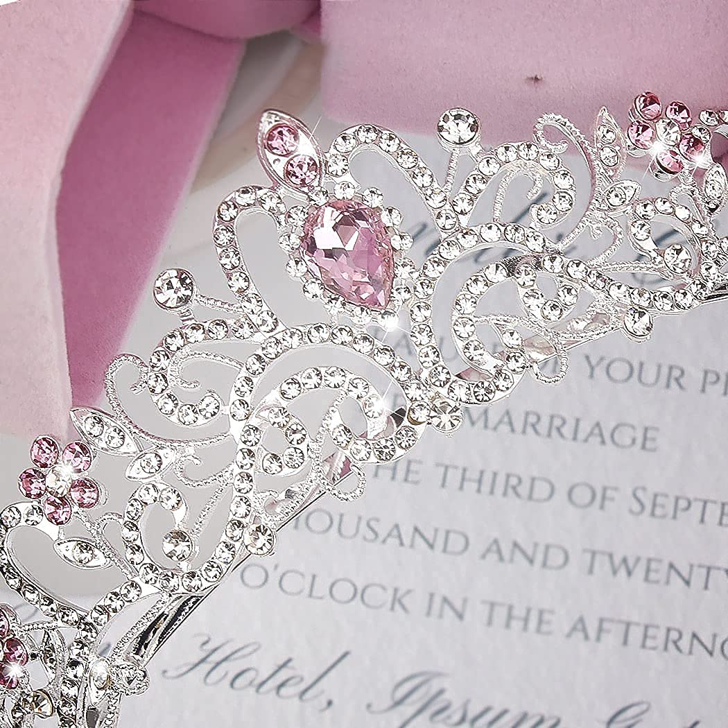 COCIDE Tiara Crystal Crowns Princess Rhinestone Crown with Combs Bride Headbands Bridal Wedding Prom Birthday Party Hair Accessories Jewelry for Women Girls (Silver)