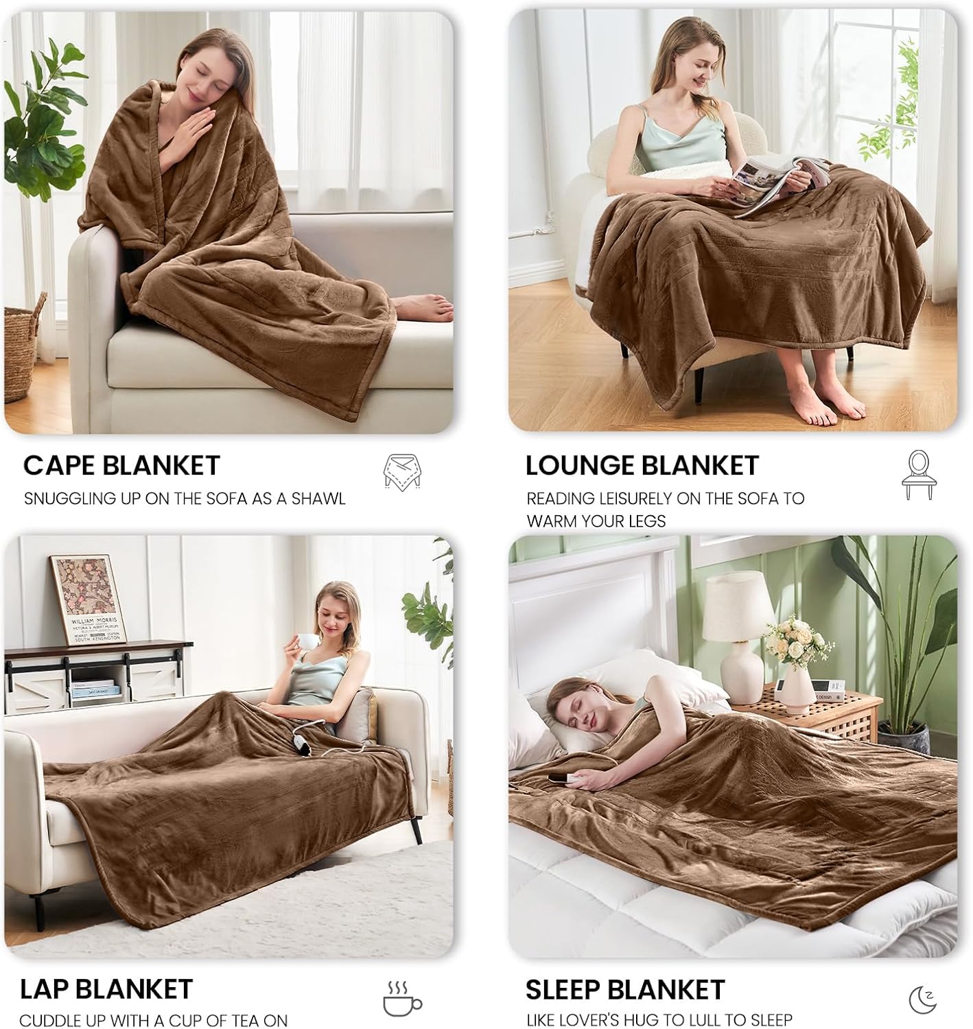 Chateau Marchetti® Luxe Heated Throw – 50x60 Ultra-Soft Sherpa & Flannel Electric Blanket (Gray)