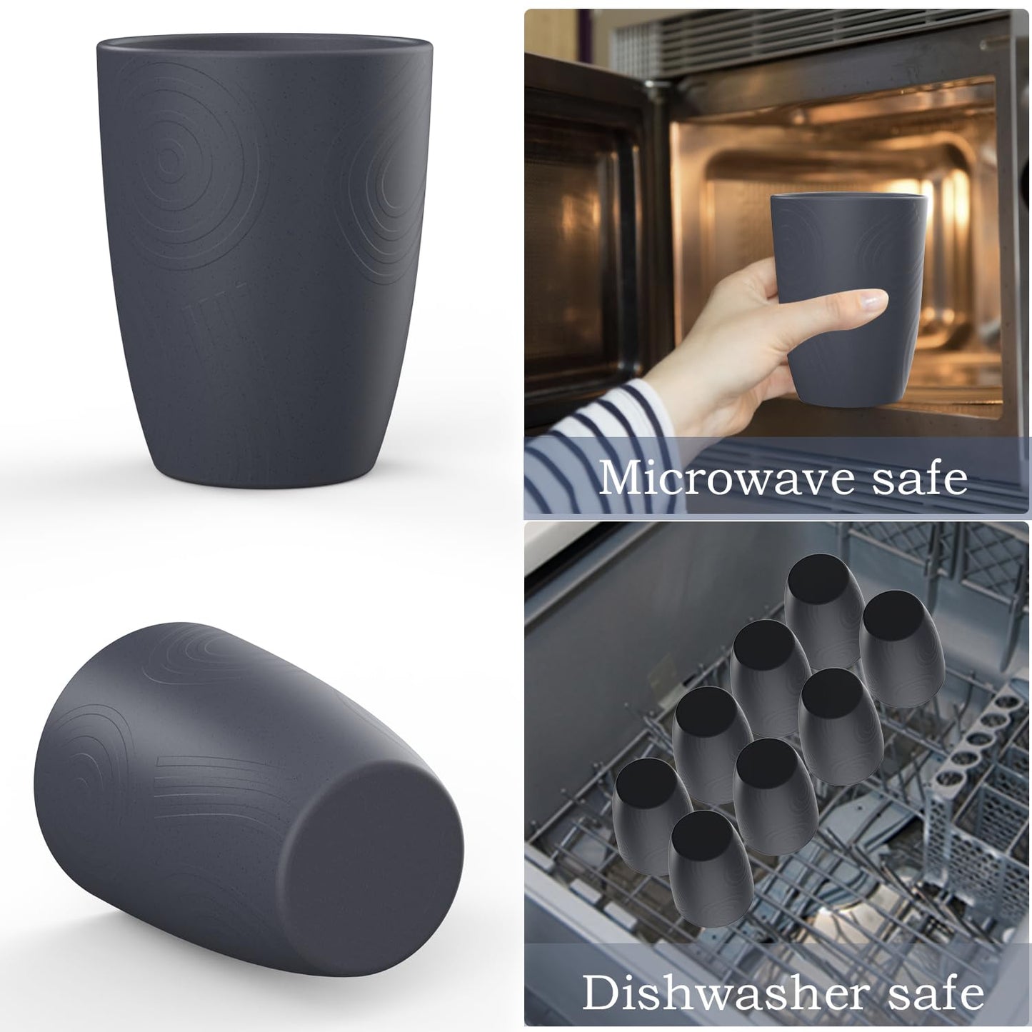 Wheat Straw Cups 8 PCS Good Alternative to Plastic Reusable Cups 20 oz Unbreakable Drinking Cup Reusable Dishwasher Safe Water Plastic Glasses Colorful Series