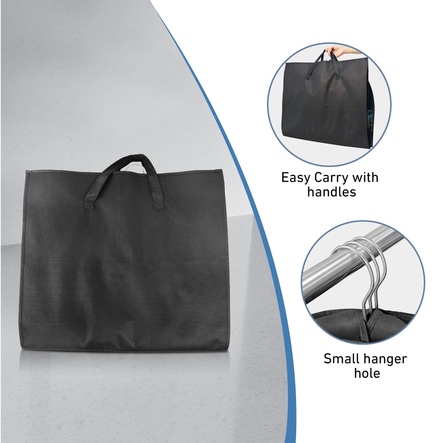 Sacs à vêtements transparents de 50 po pour suspendre des vêtements dans un placard avec soufflets de 4 po, sac de protection pour costumes pour robes, manteaux longs, vestes, pulls, chemises, 3 paquets, noir