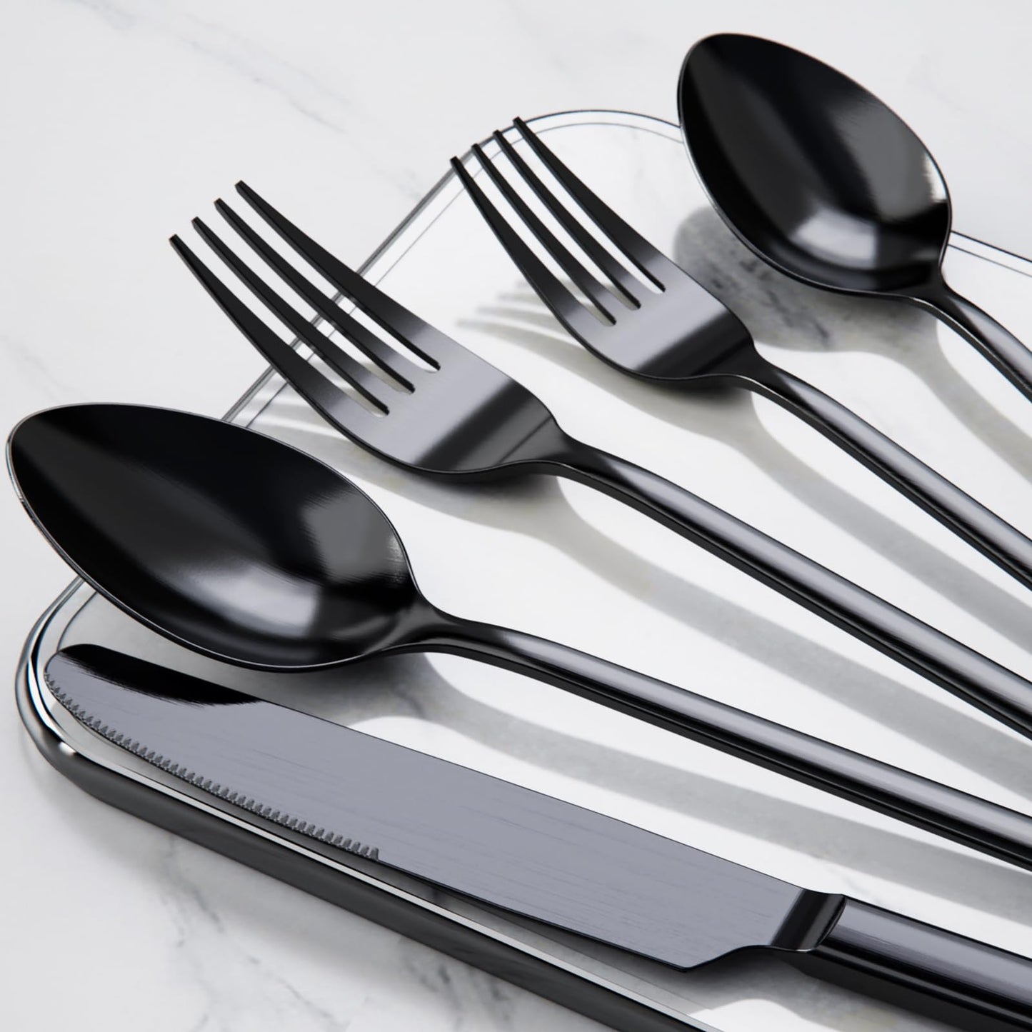 KINGSTONE Besteckset, 20-teiliges Besteckset für 4 Personen, Besteck aus Edelstahl 18/10, hochglanzpoliert, spülmaschinenfest, für Zuhause, Restaurant, Hochzeit, Party (Silber, 20-teilig für 4)