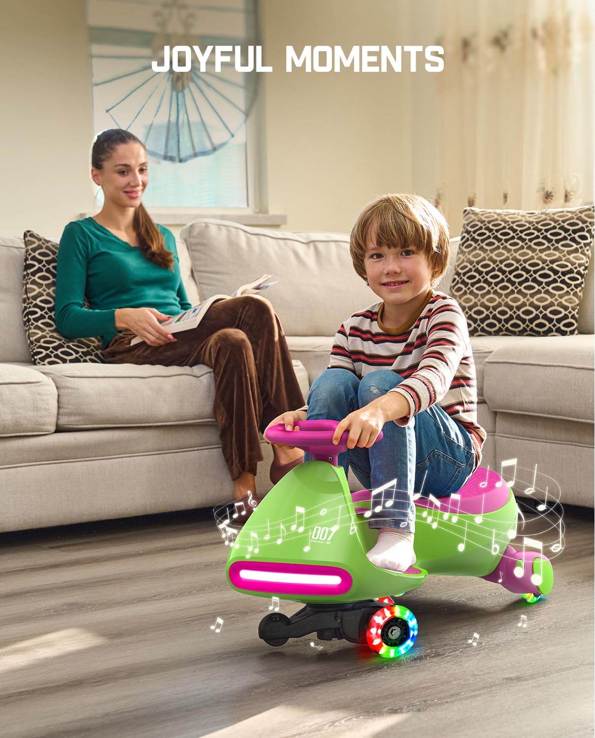 12V N7 Pro Electric Wiggle Car – Pedal-Powered Fun for Kids, Lights & Bluetooth Ride-On (by Fanttik)