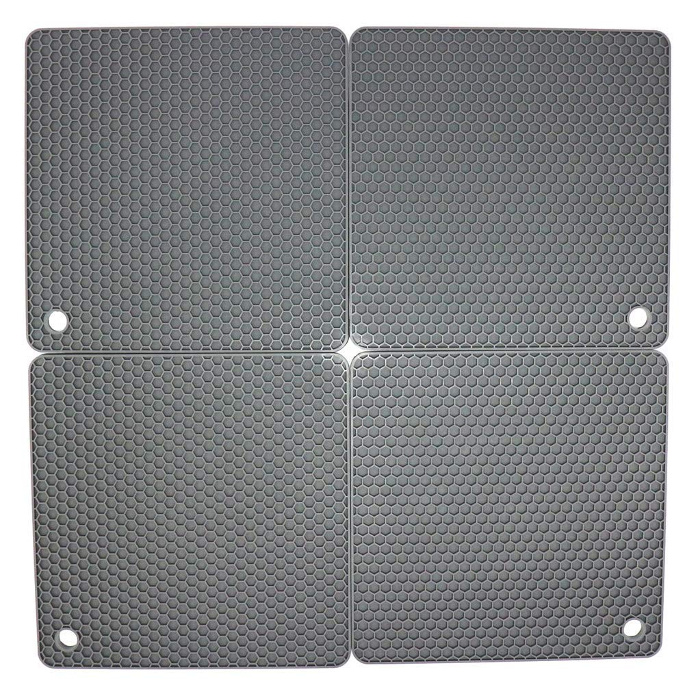Smithcraft Silikon-Untersetzer für heiße Gerichte, Töpfe und Pfannen, heiße Pads für die Küche, dunkelgraue Silikon-Topflappen, Silikonmatten für die Küche, hitzebeständige Quarzthekenmatte, flexible Untersetzermatten-Set 4