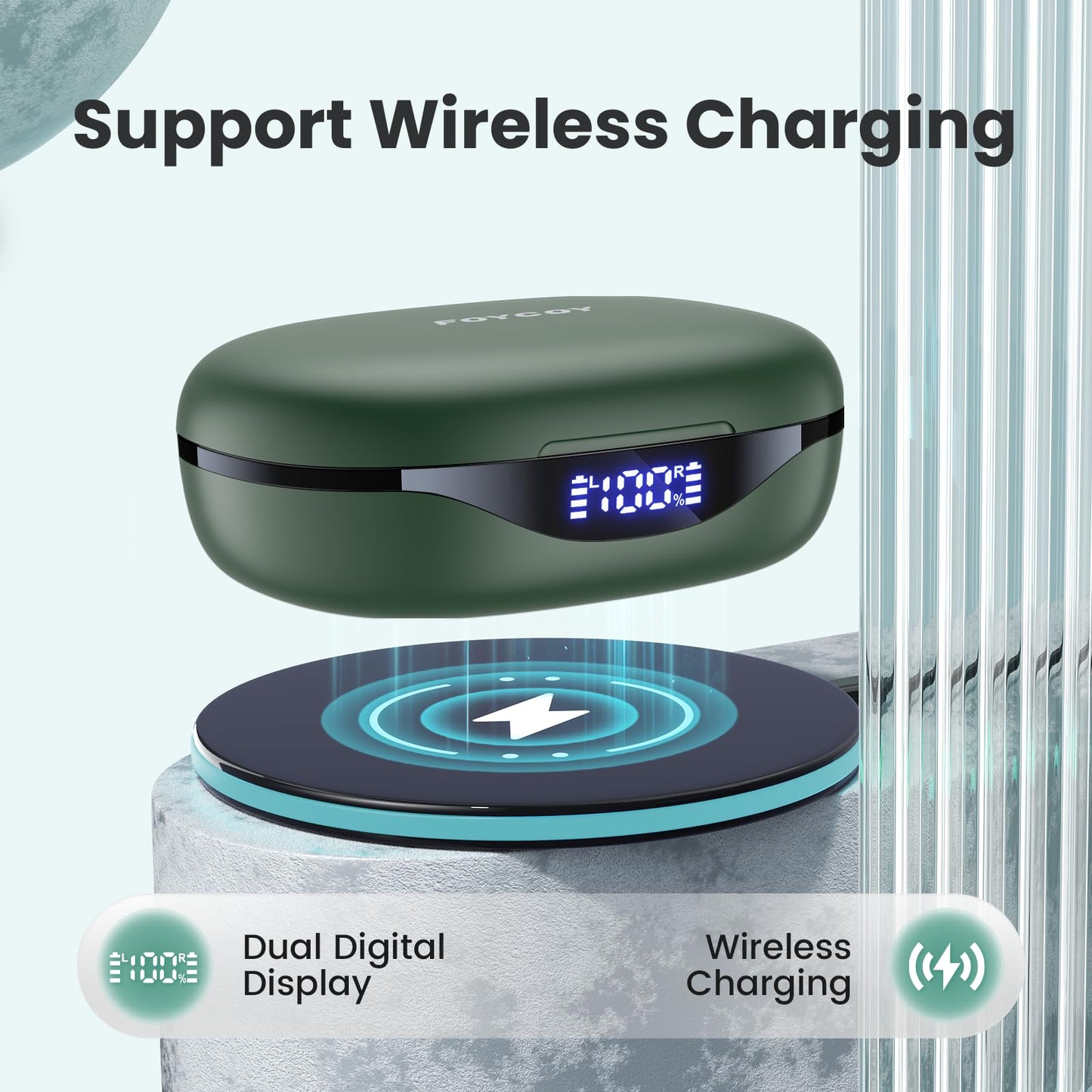 Wireless Earbuds Bluetooth Headphones 90Hrs Playtime Ear Buds IPX7 Waterproof Sports Earphones Wireless Charging Case Over-Ear Earhooks Headest